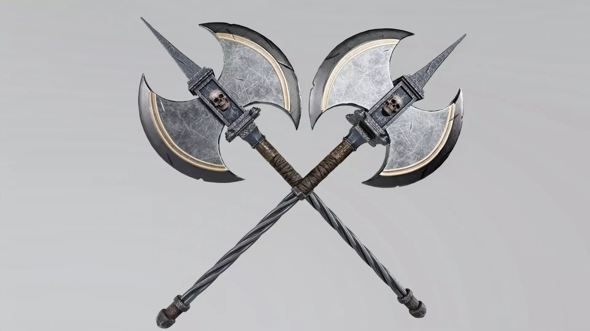 Axe-Skull Low-poly 3D model_0