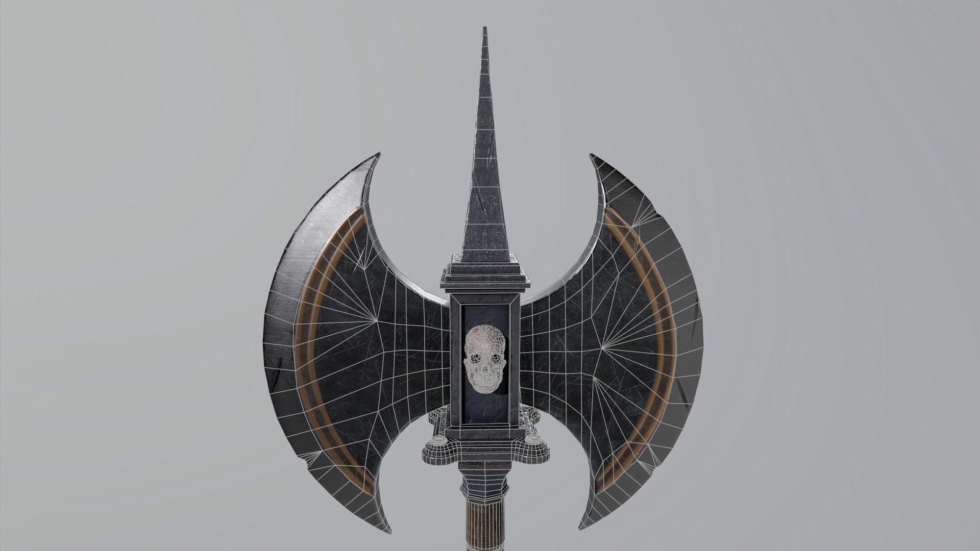 Axe-Skull Low-poly 3D model_9