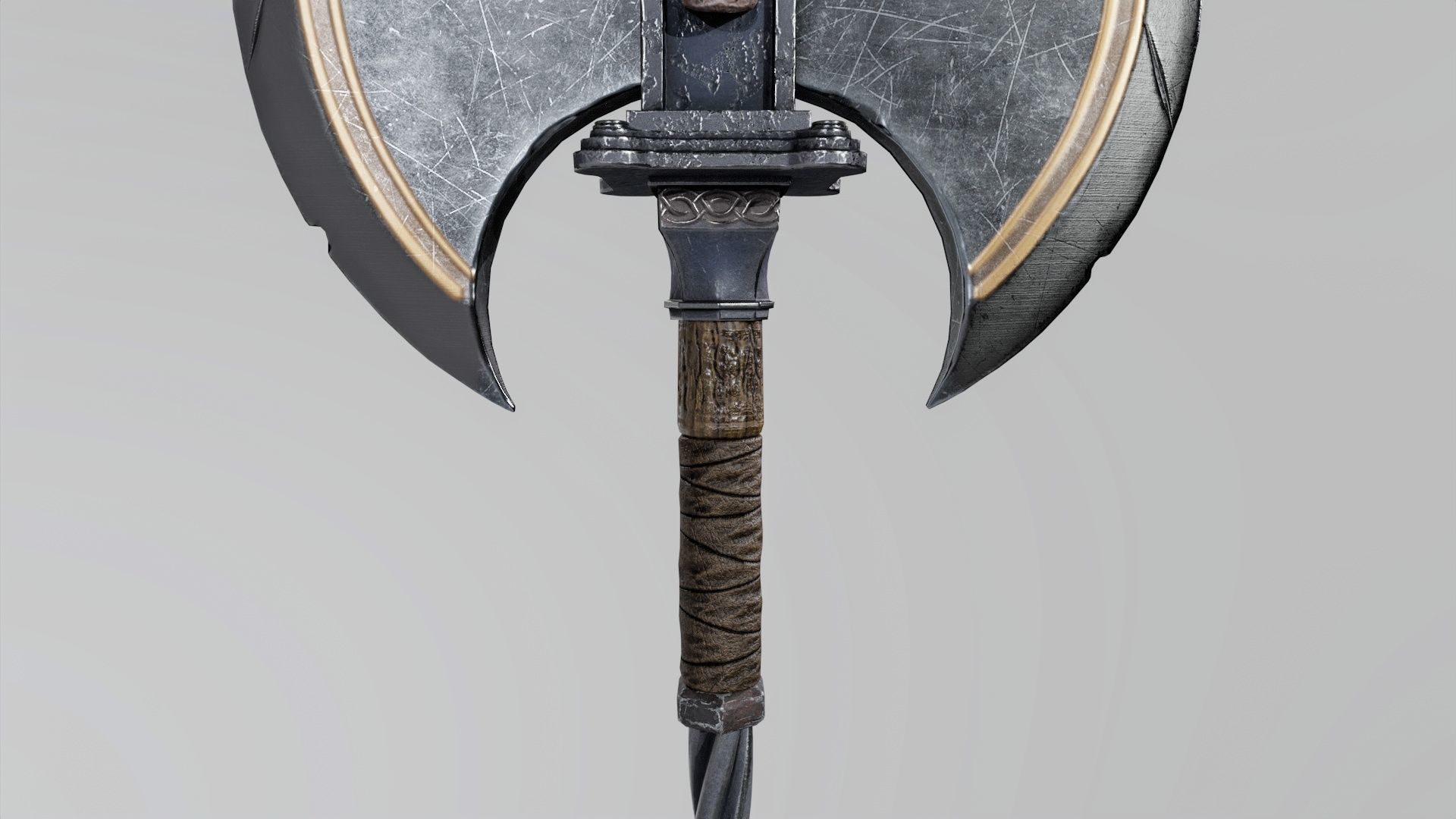 Axe-Skull Low-poly 3D model_5