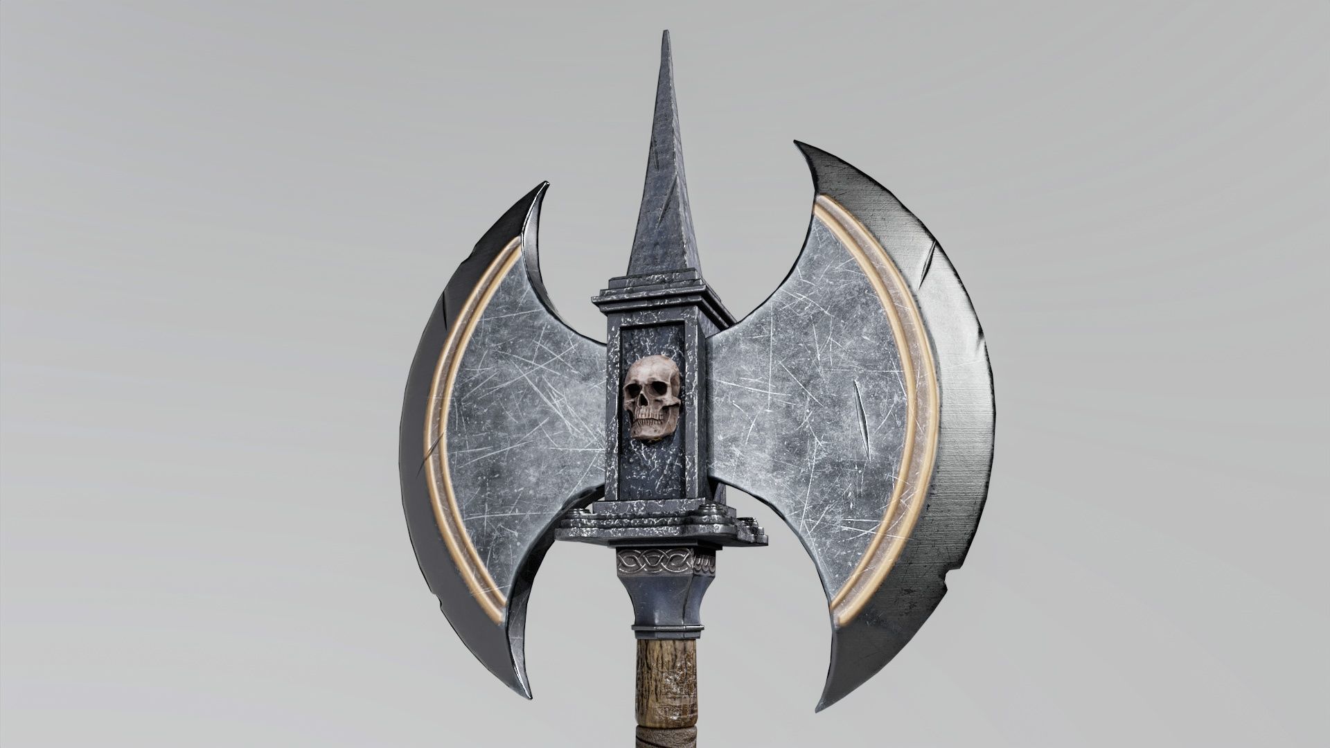 Axe-Skull Low-poly 3D model_6