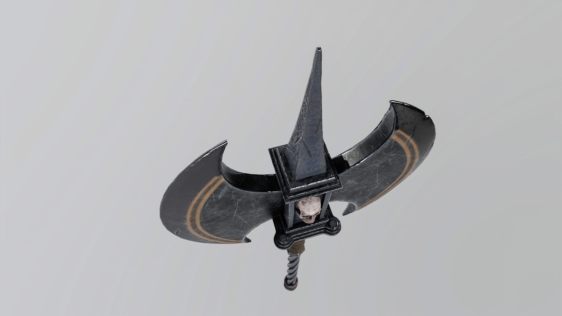 Axe-Skull Low-poly 3D model_4