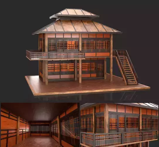 Medieval Fantasy House 07 with interior and exterior