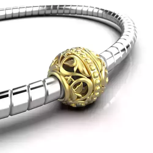 Spherical charm bead for bracelet