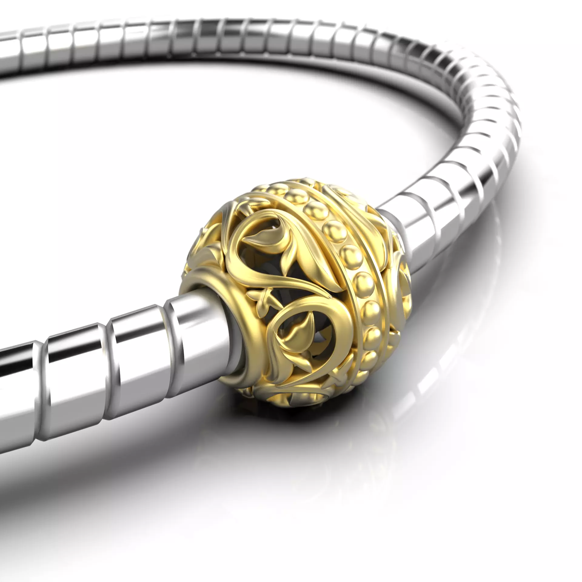 Spherical charm bead for bracelet 3D print model_0