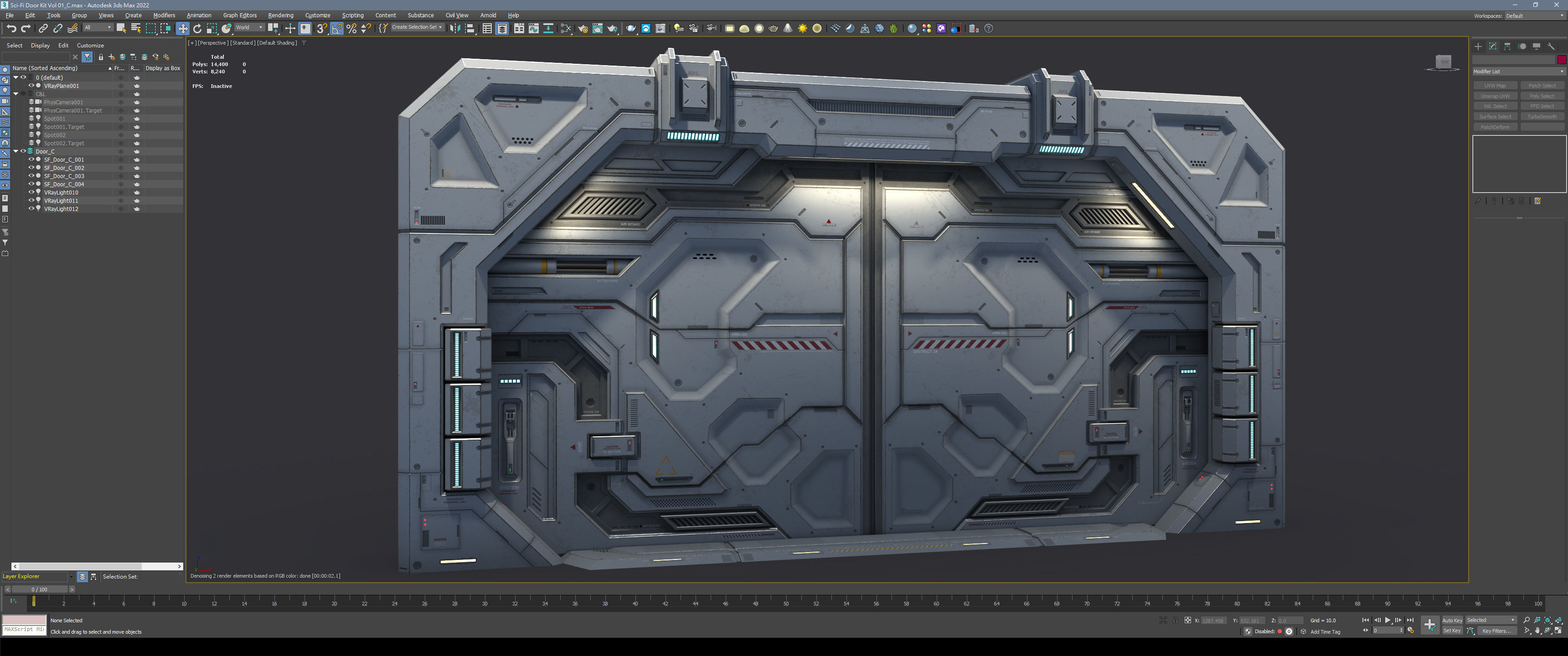 Sci-Fi Door Kit Vol 01-Type C-PBR Low-poly 3D model_3