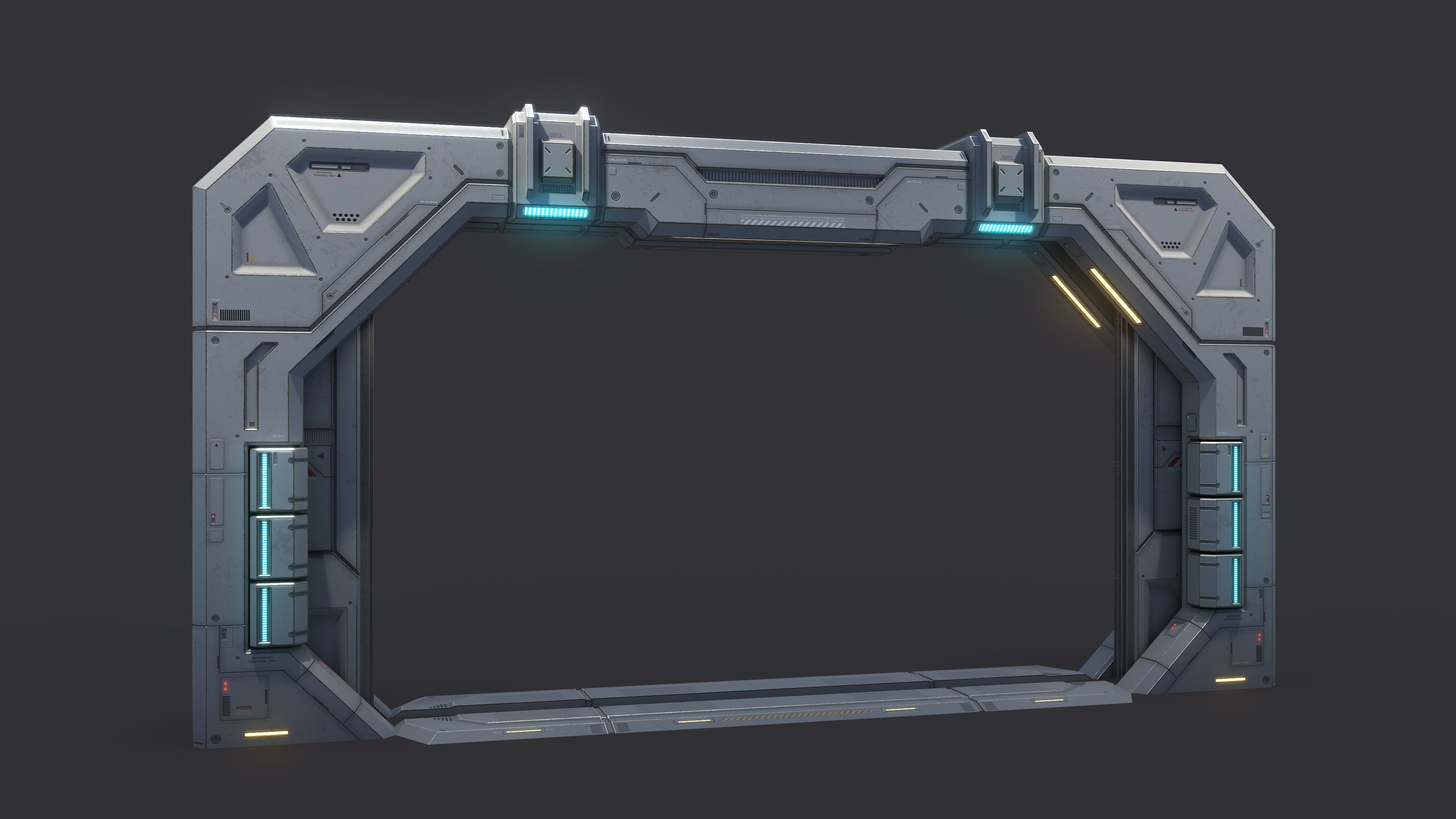 Sci-Fi Door Kit Vol 01-Type C-PBR Low-poly 3D model_2