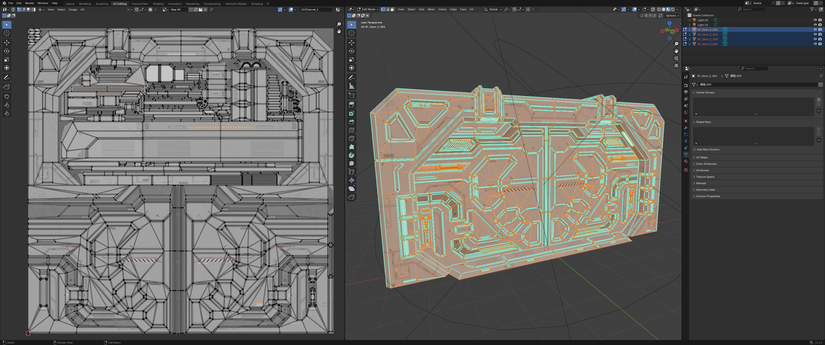 Sci-Fi Door Kit Vol 01-Type C-PBR Low-poly 3D model_7