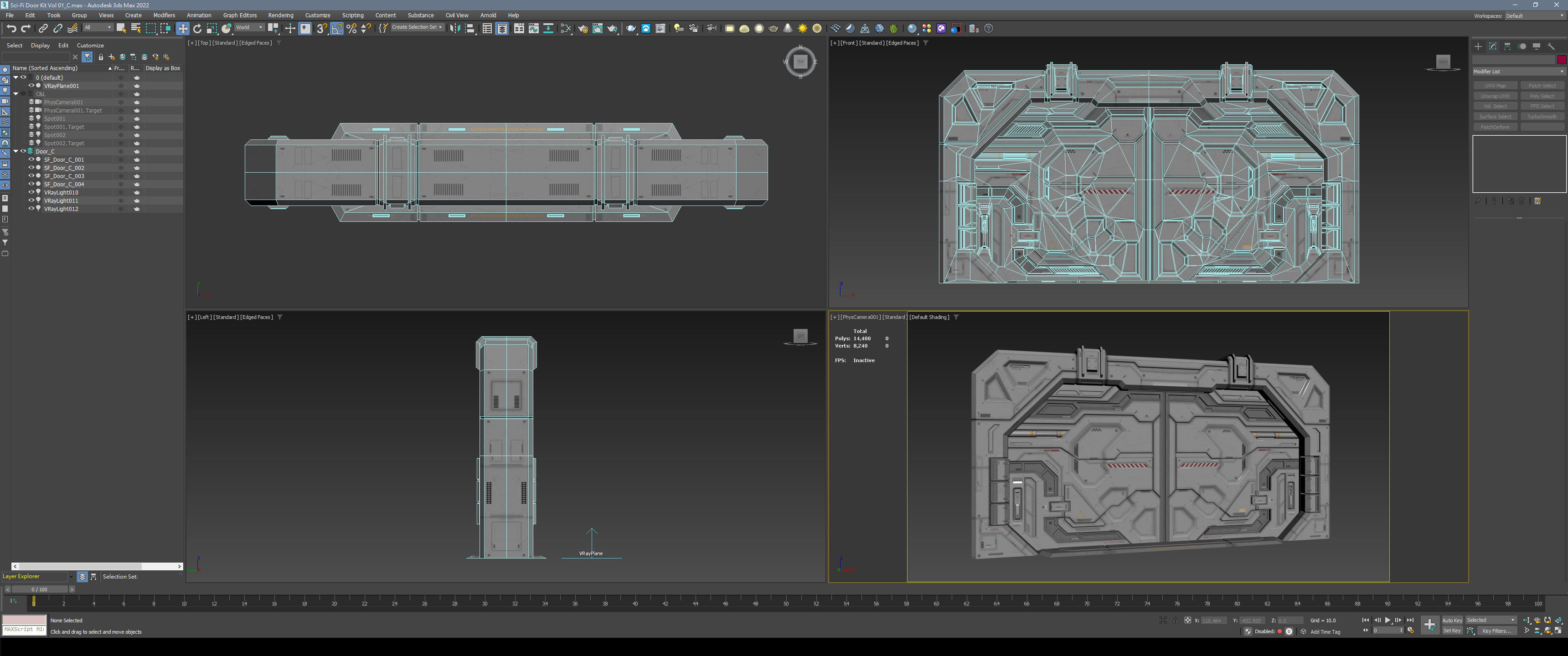 Sci-Fi Door Kit Vol 01-Type C-PBR Low-poly 3D model_4