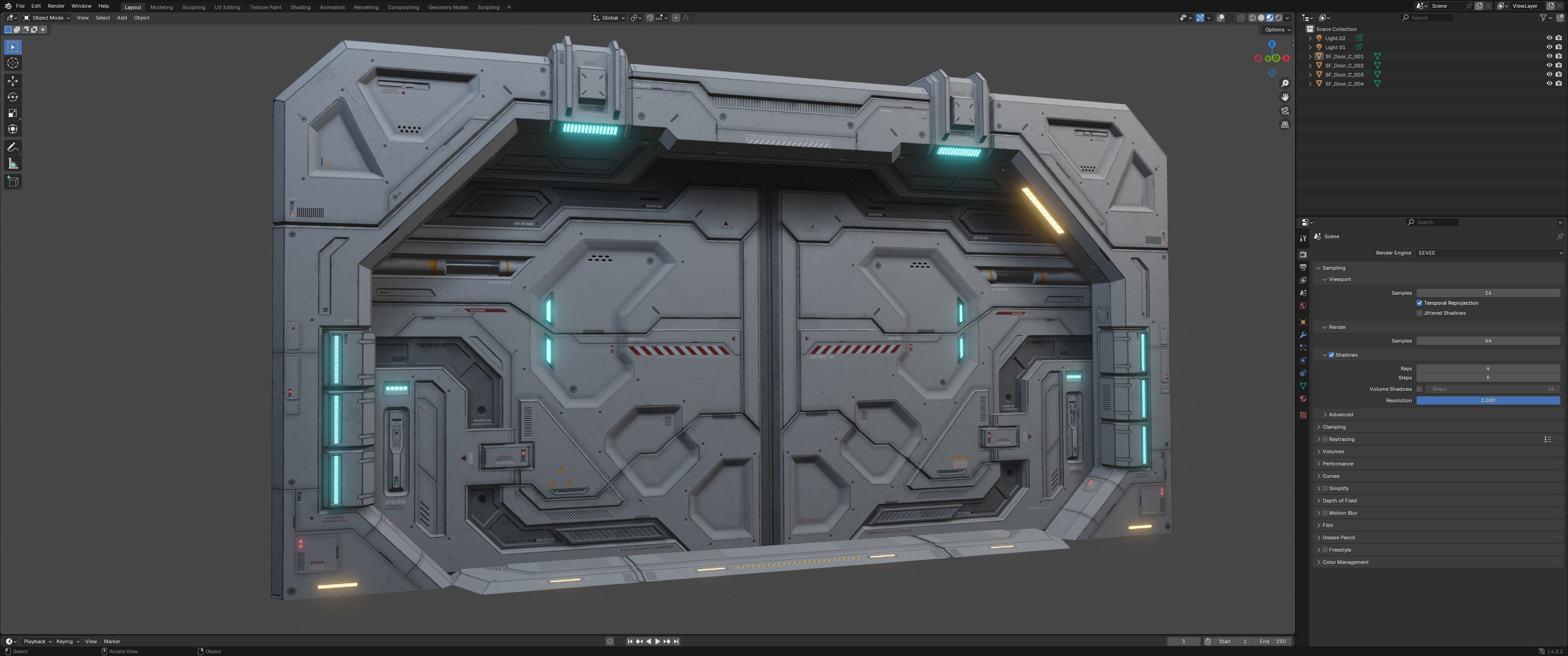 Sci-Fi Door Kit Vol 01-Type C-PBR Low-poly 3D model_5