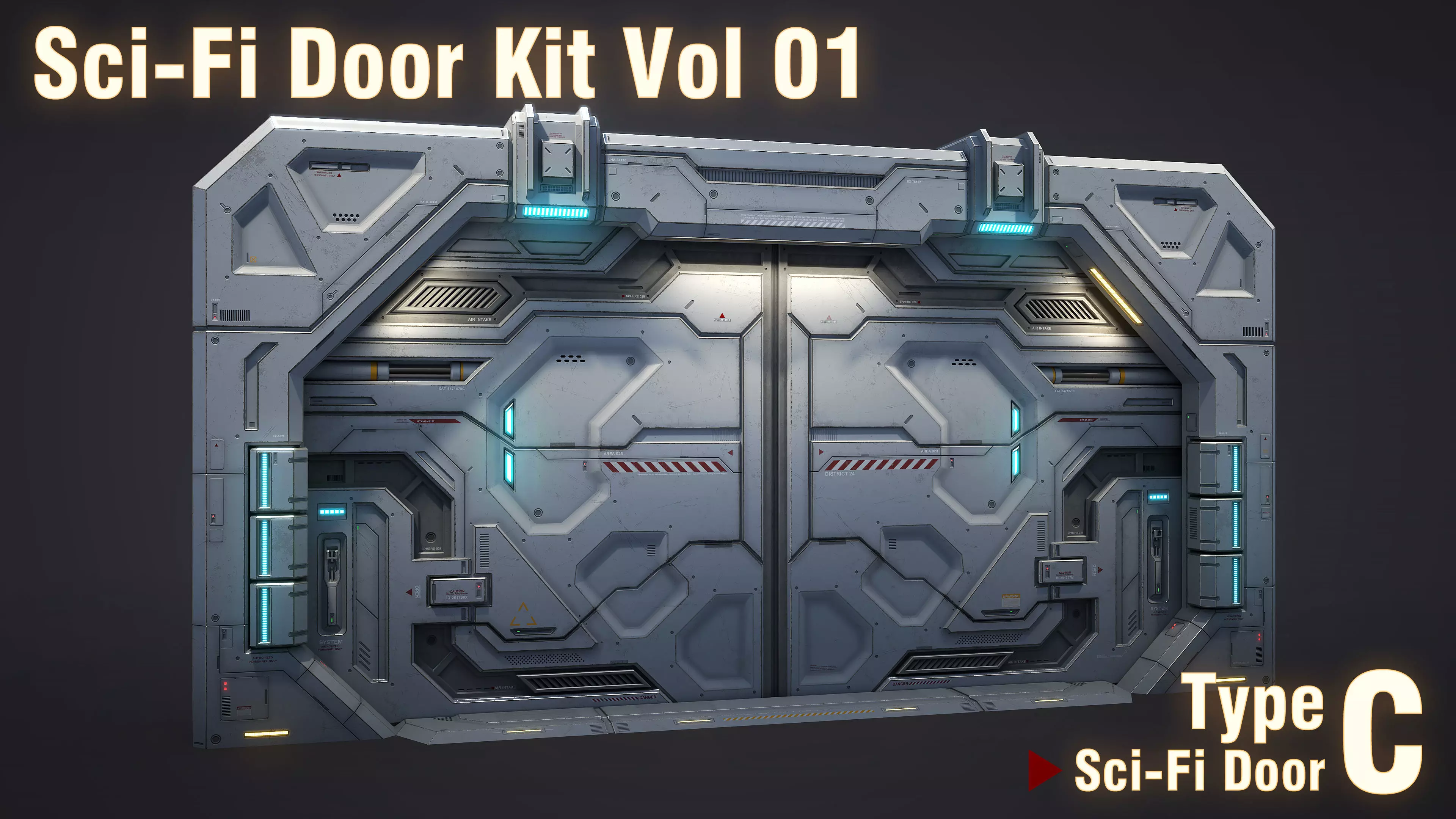 Sci-Fi Door Kit Vol 01-Type C-PBR Low-poly 3D model_0