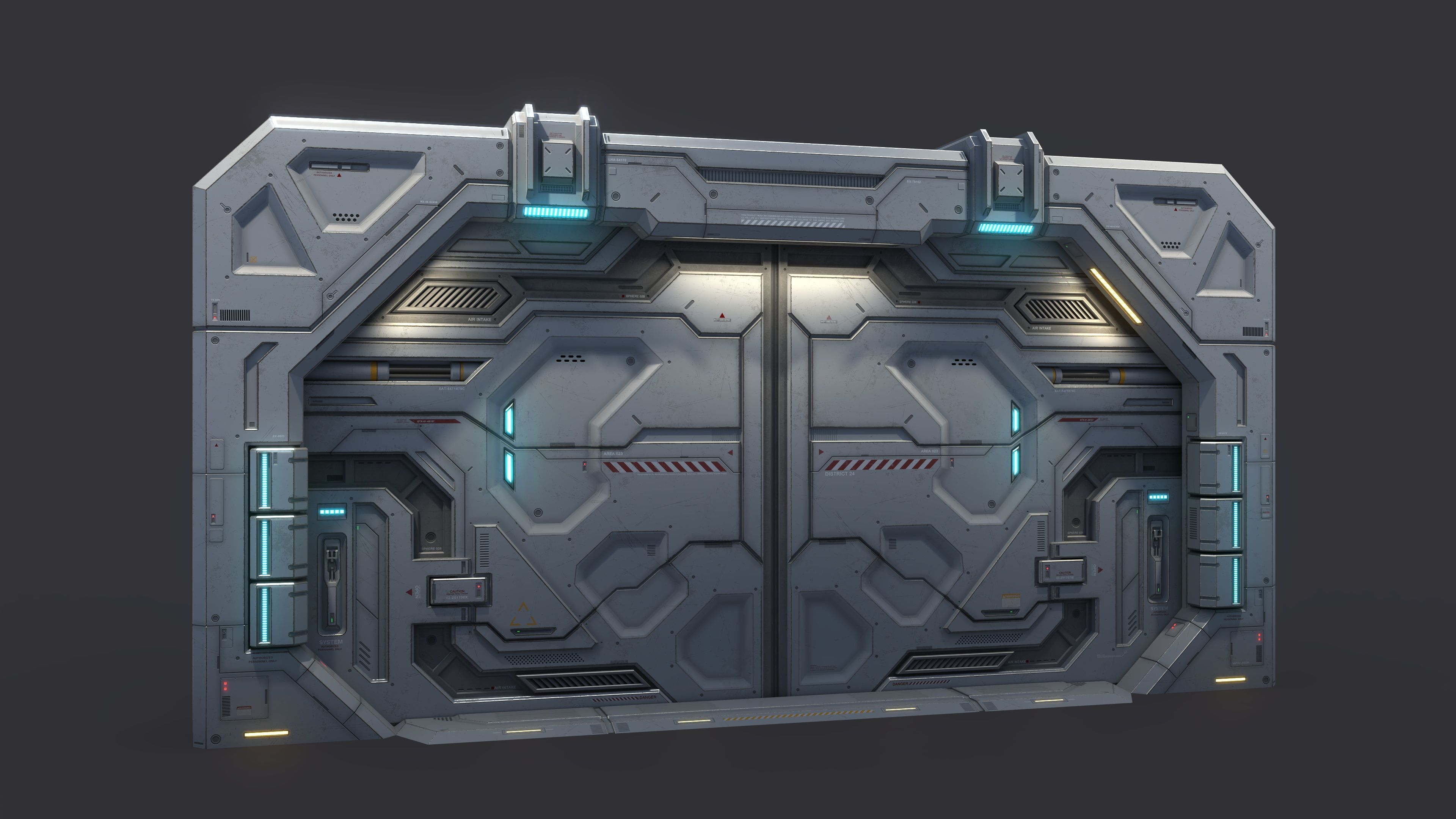 Sci-Fi Door Kit Vol 01-Type C-PBR Low-poly 3D model_1