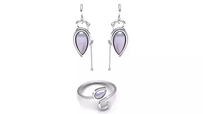 Ring and Earrings - Elegant Teardrop Jewelry Set