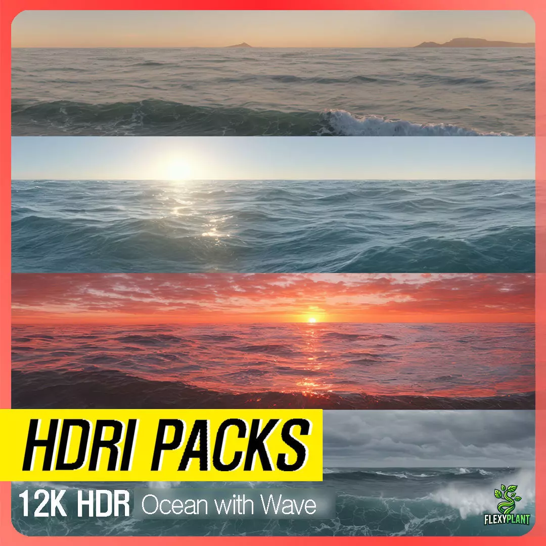 HDRI 24pcs 12k Ocean with Wave Low-poly 3D model