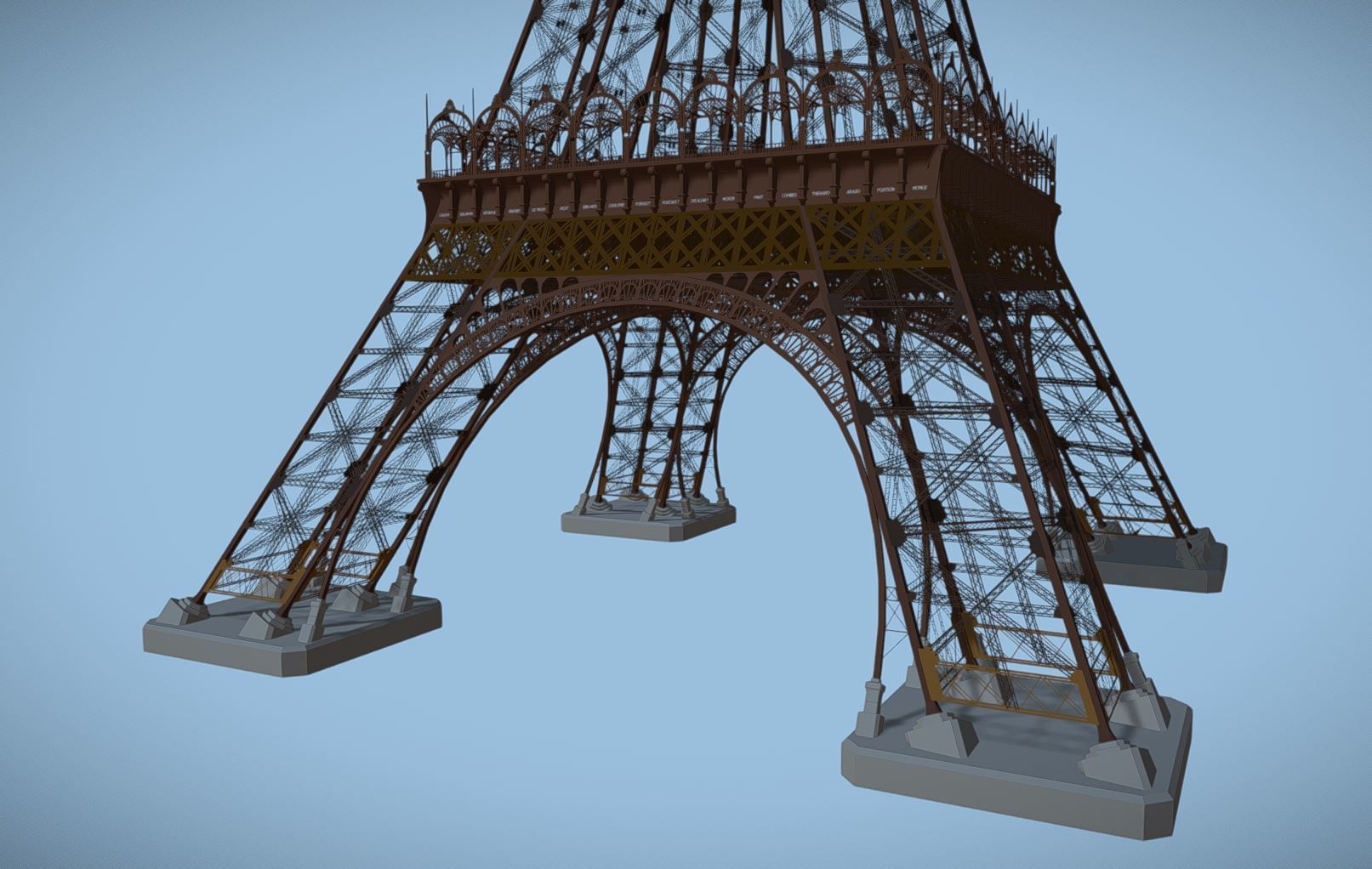 Eiffel tower with its original design 3D model_1