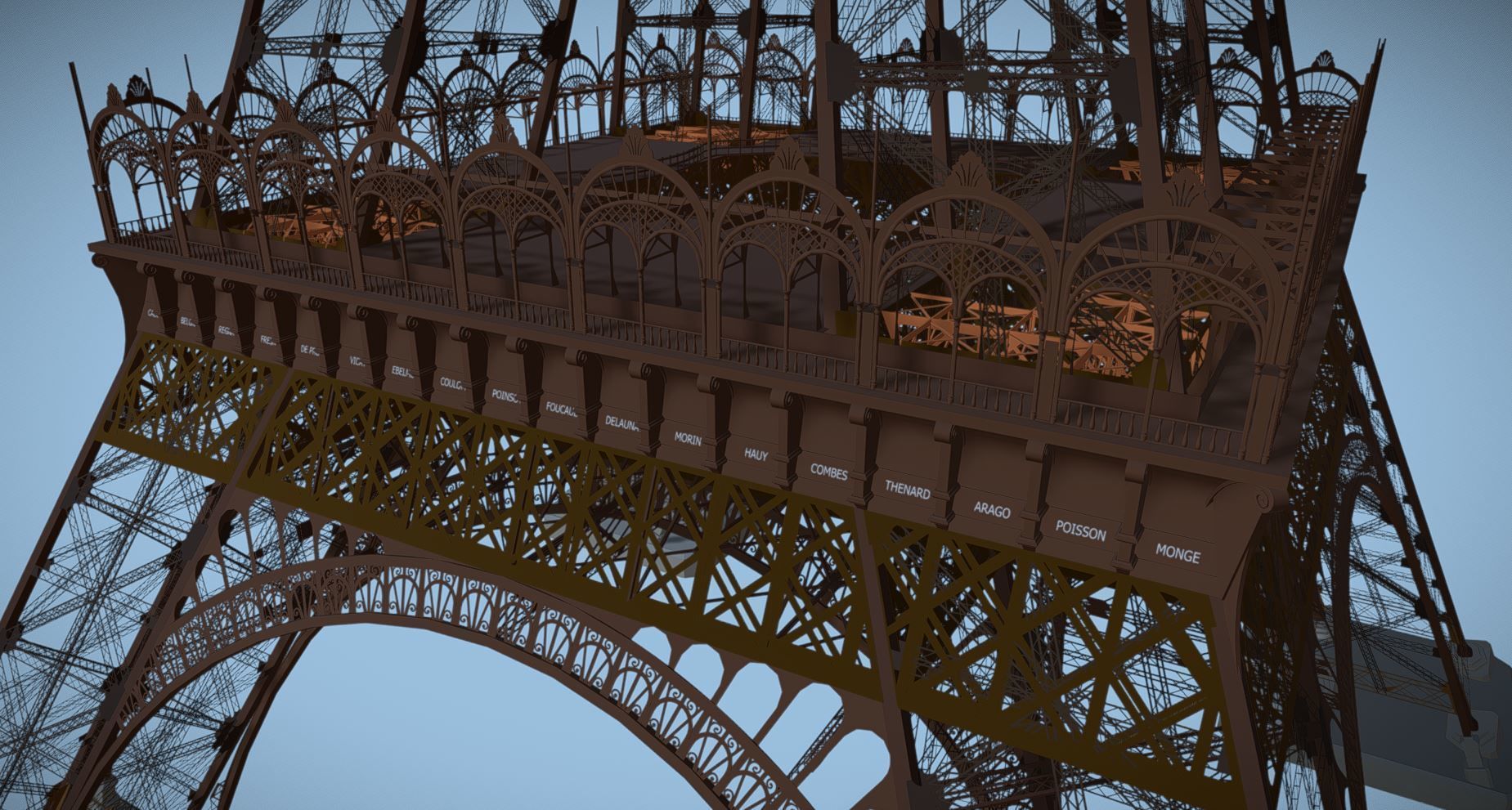 Eiffel tower with its original design 3D model_2