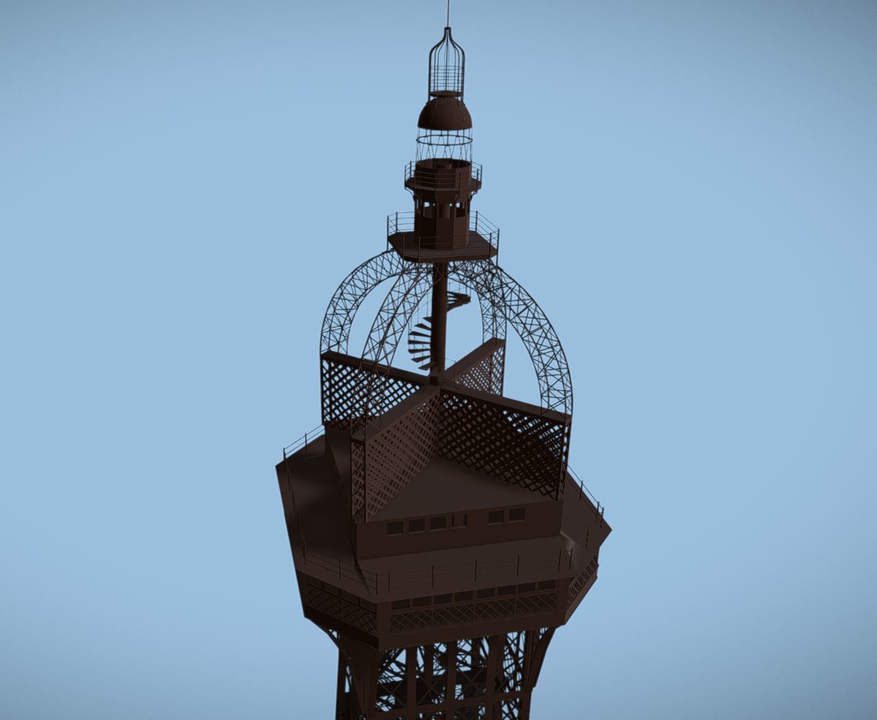Eiffel tower with its original design 3D model_4