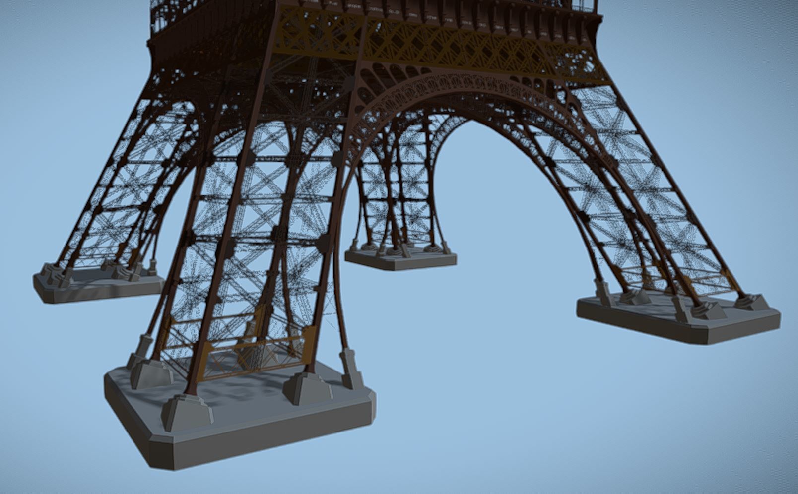 Eiffel tower with its original design 3D model_5