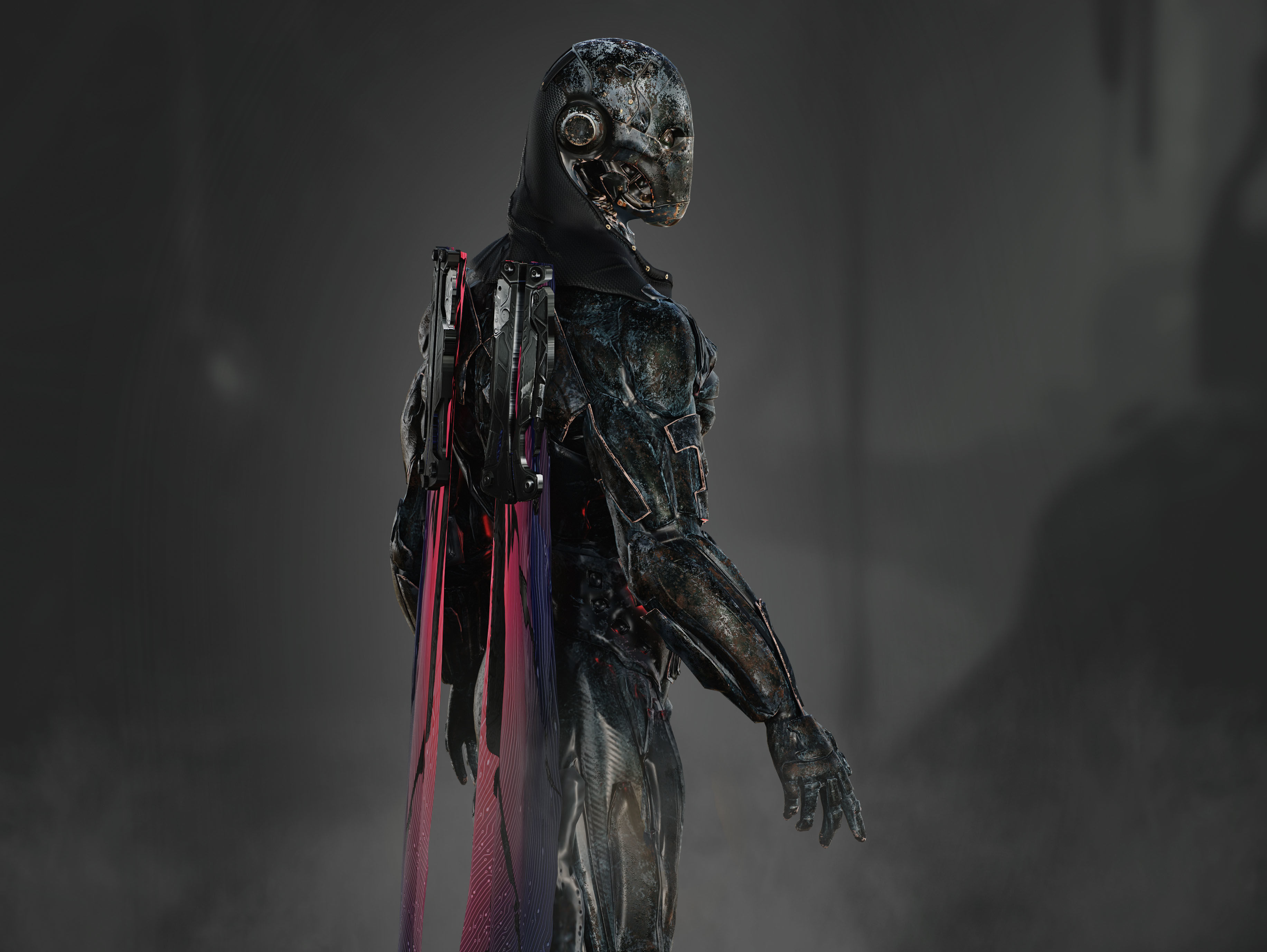 Sci Fi Airborne Cyborg Low-poly 3D model_2