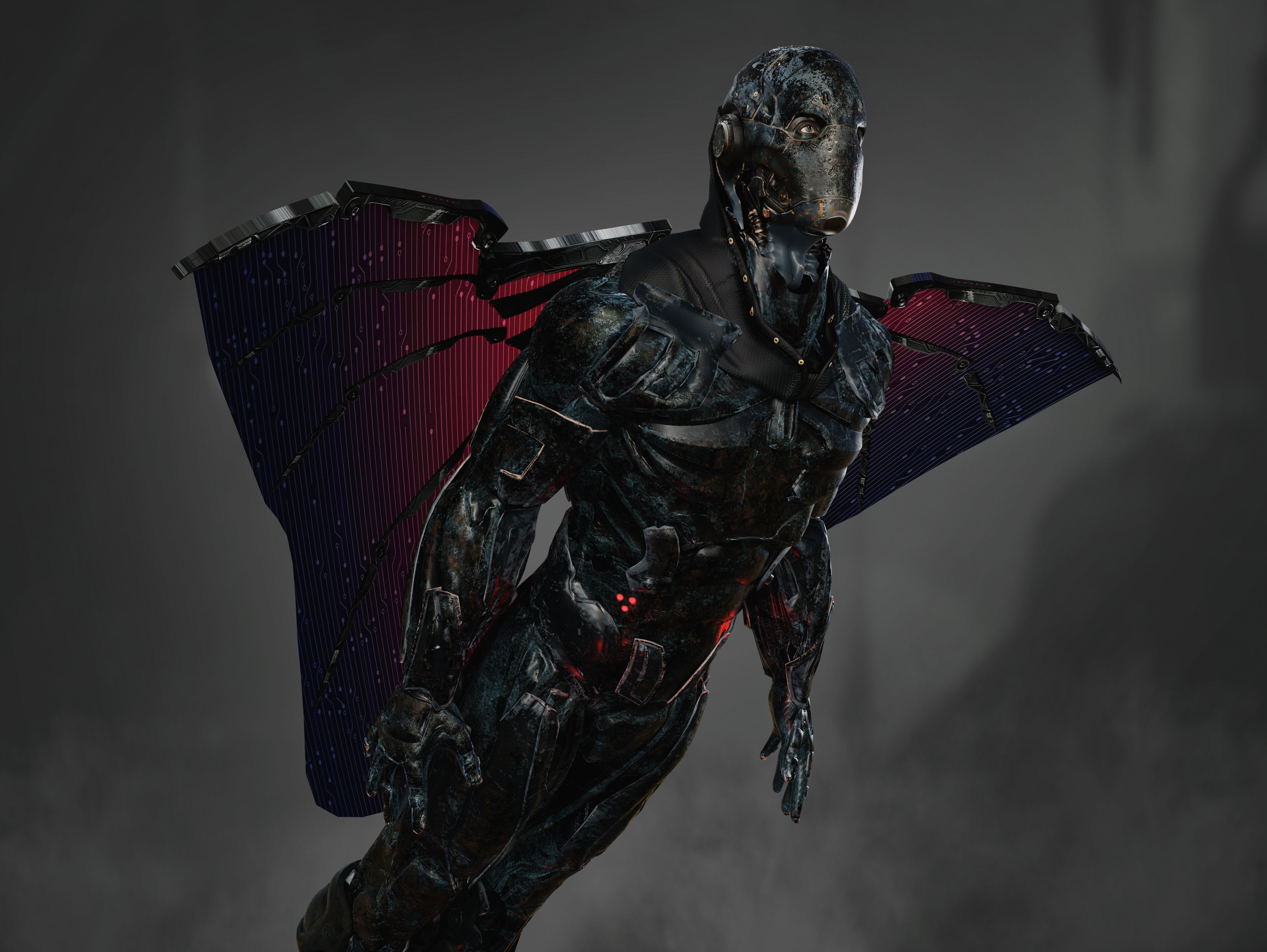 Sci Fi Airborne Cyborg Low-poly 3D model_12