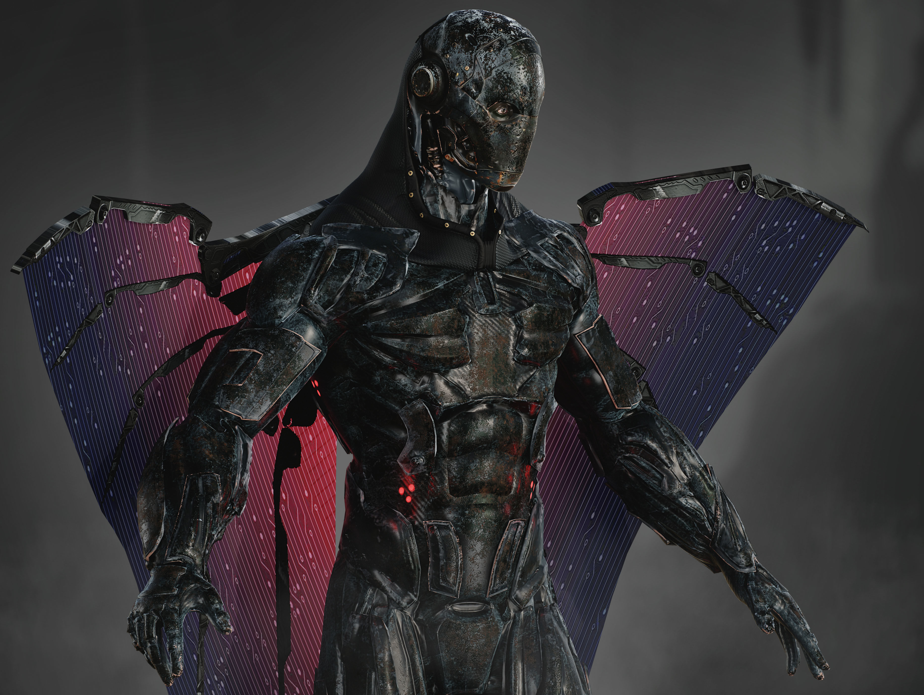 Sci Fi Airborne Cyborg Low-poly 3D model_5