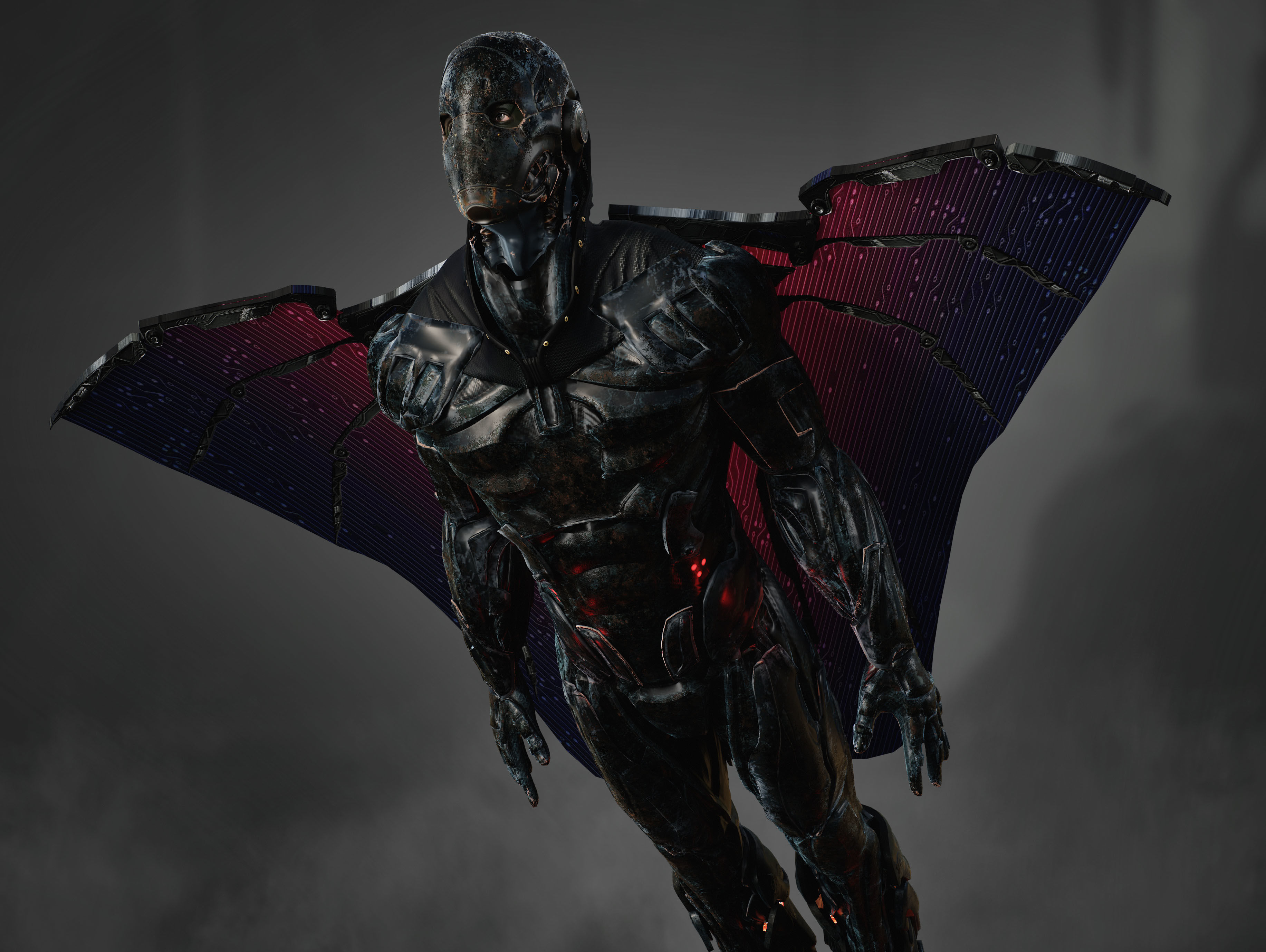 Sci Fi Airborne Cyborg Low-poly 3D model_3