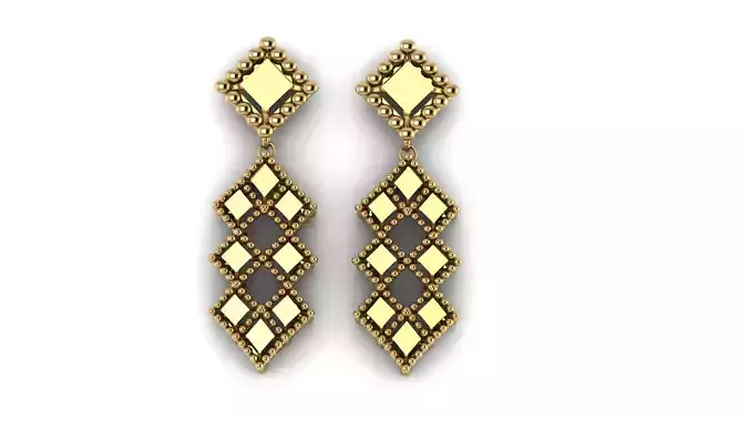 INDIAN STYLE LUXURY GOLD EARRING 3D PRINTABLE MODEL