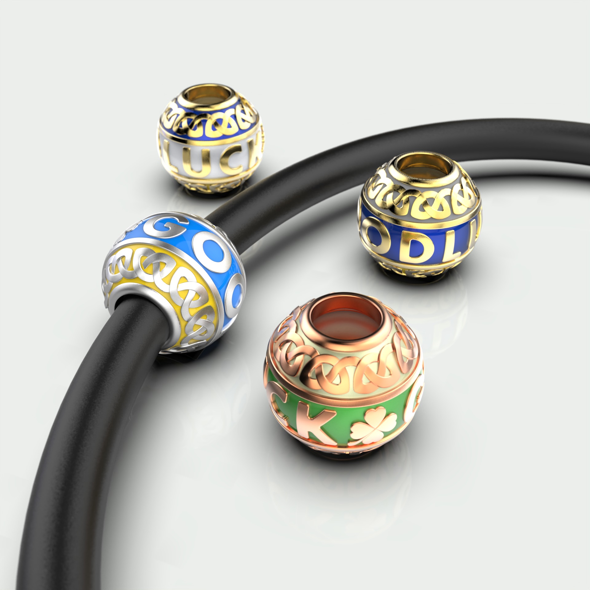 Good Luck  Spherical charm bead for bracelet 3D print model_3