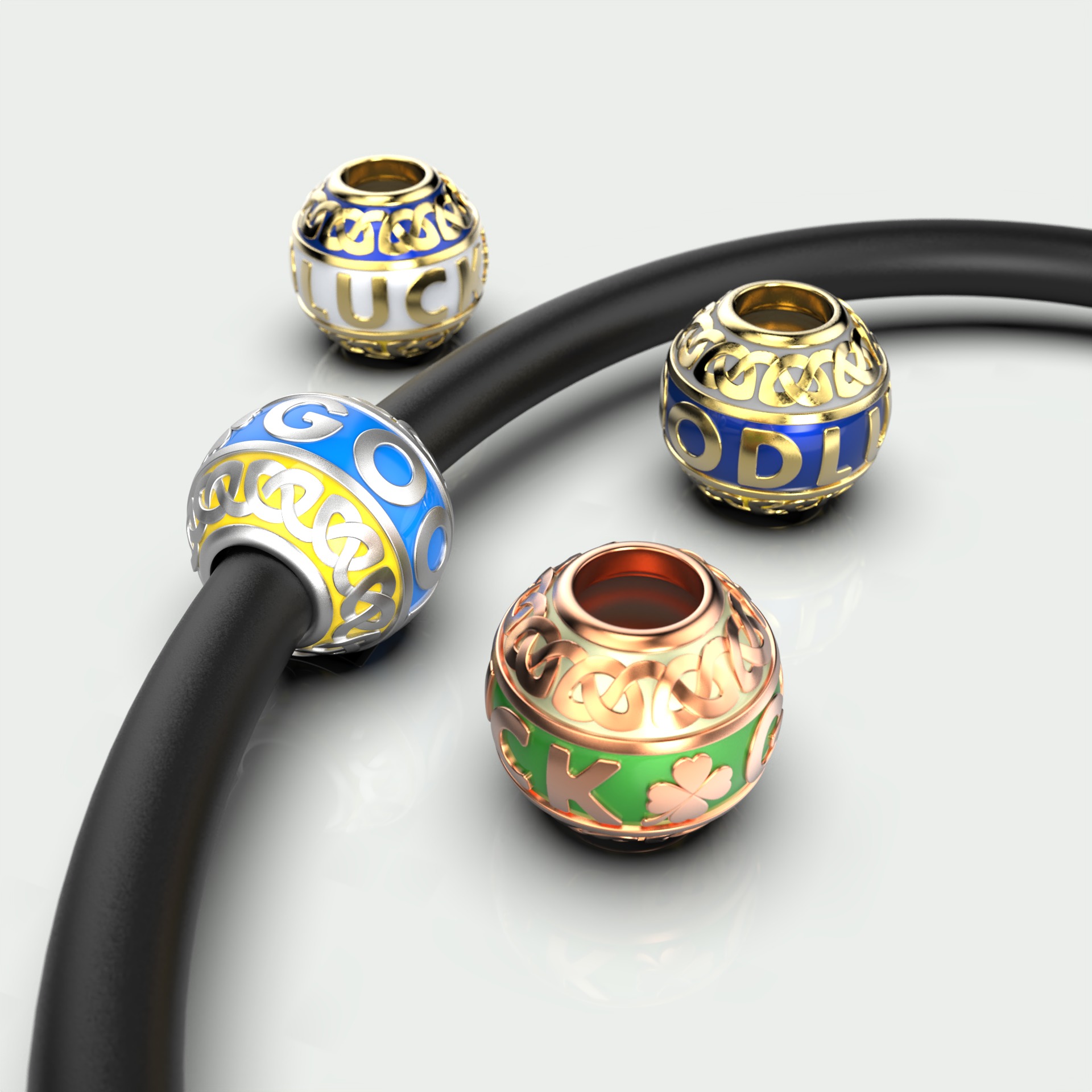 Good Luck  Spherical charm bead for bracelet 3D print model_2