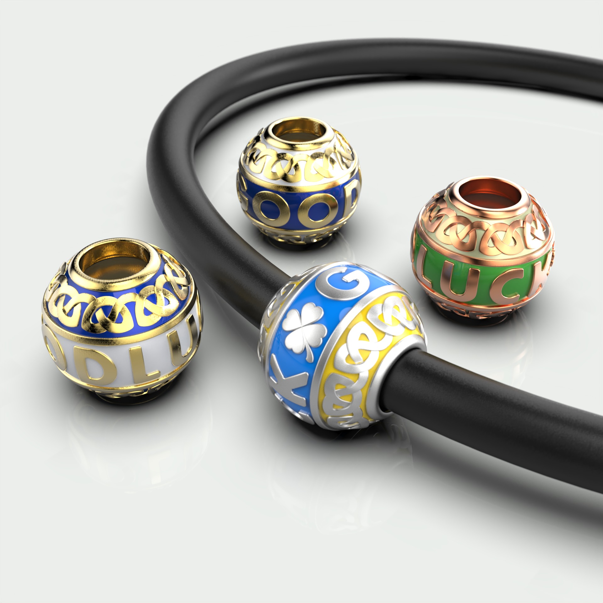 Good Luck  Spherical charm bead for bracelet 3D print model_1