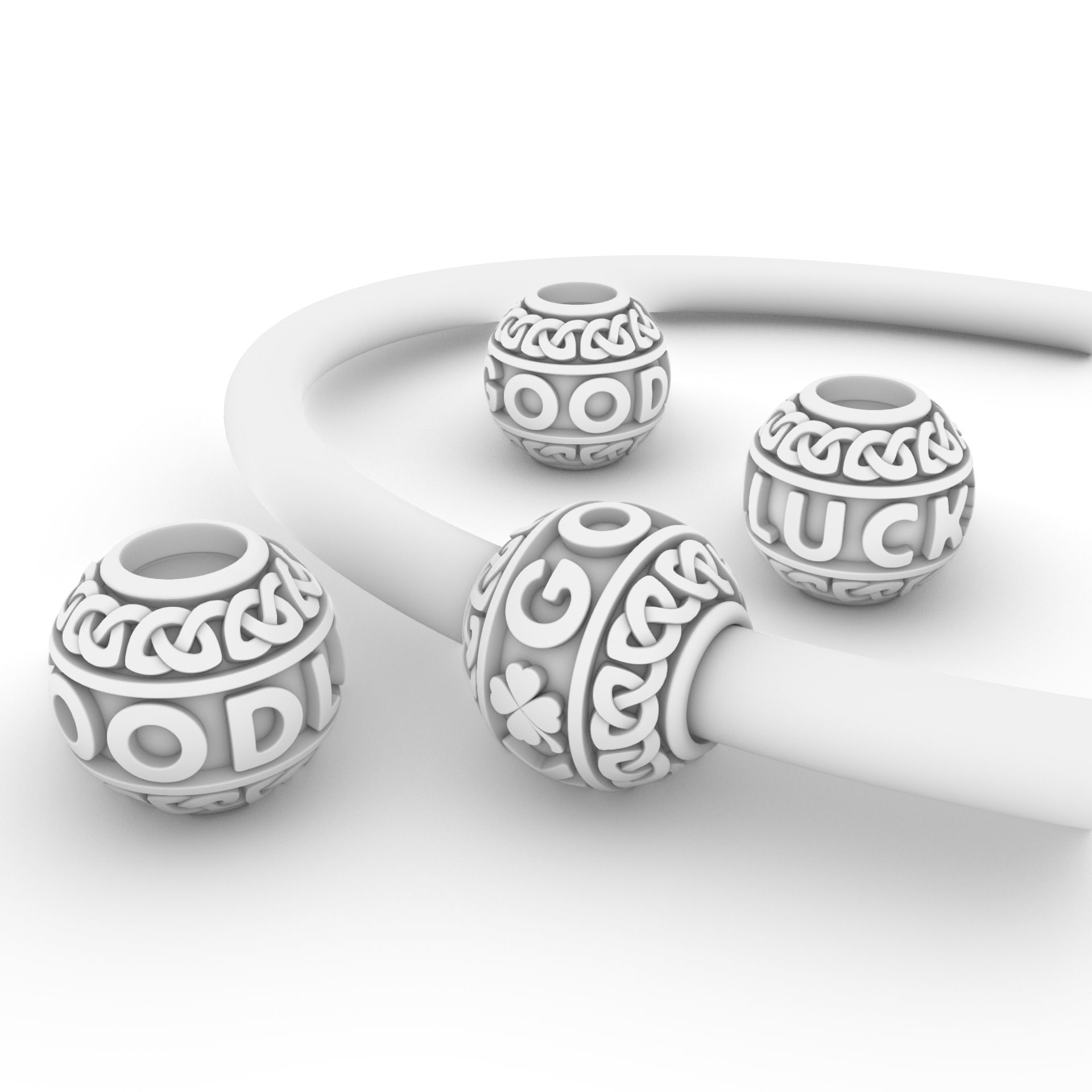 Good Luck  Spherical charm bead for bracelet 3D print model_6