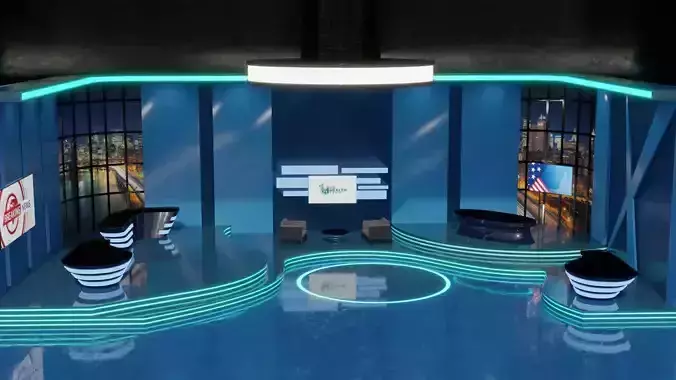 Virtual TV News Talk Show Studio