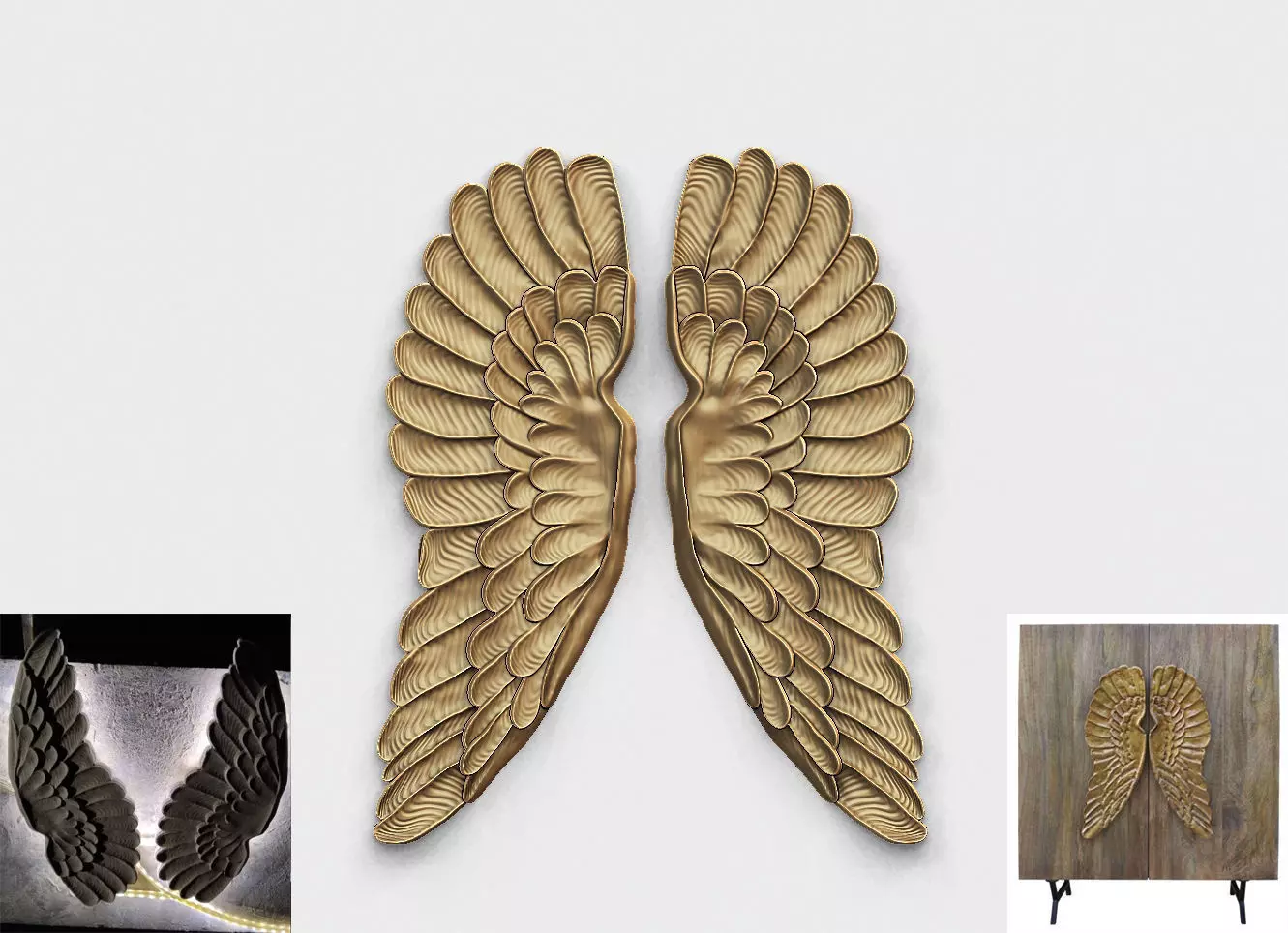 ANGEL WINGS FOR WOOD BUFFET-WALL LIGHT 3D print model