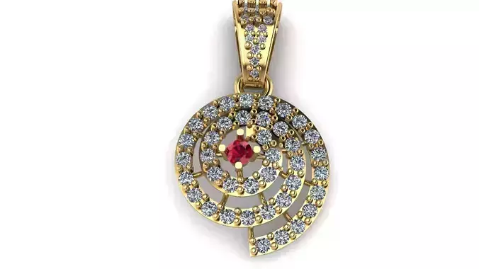 HIP HOP DIAMOND AND RED RUBY PENDANT 3D PRINTABLE MODEL