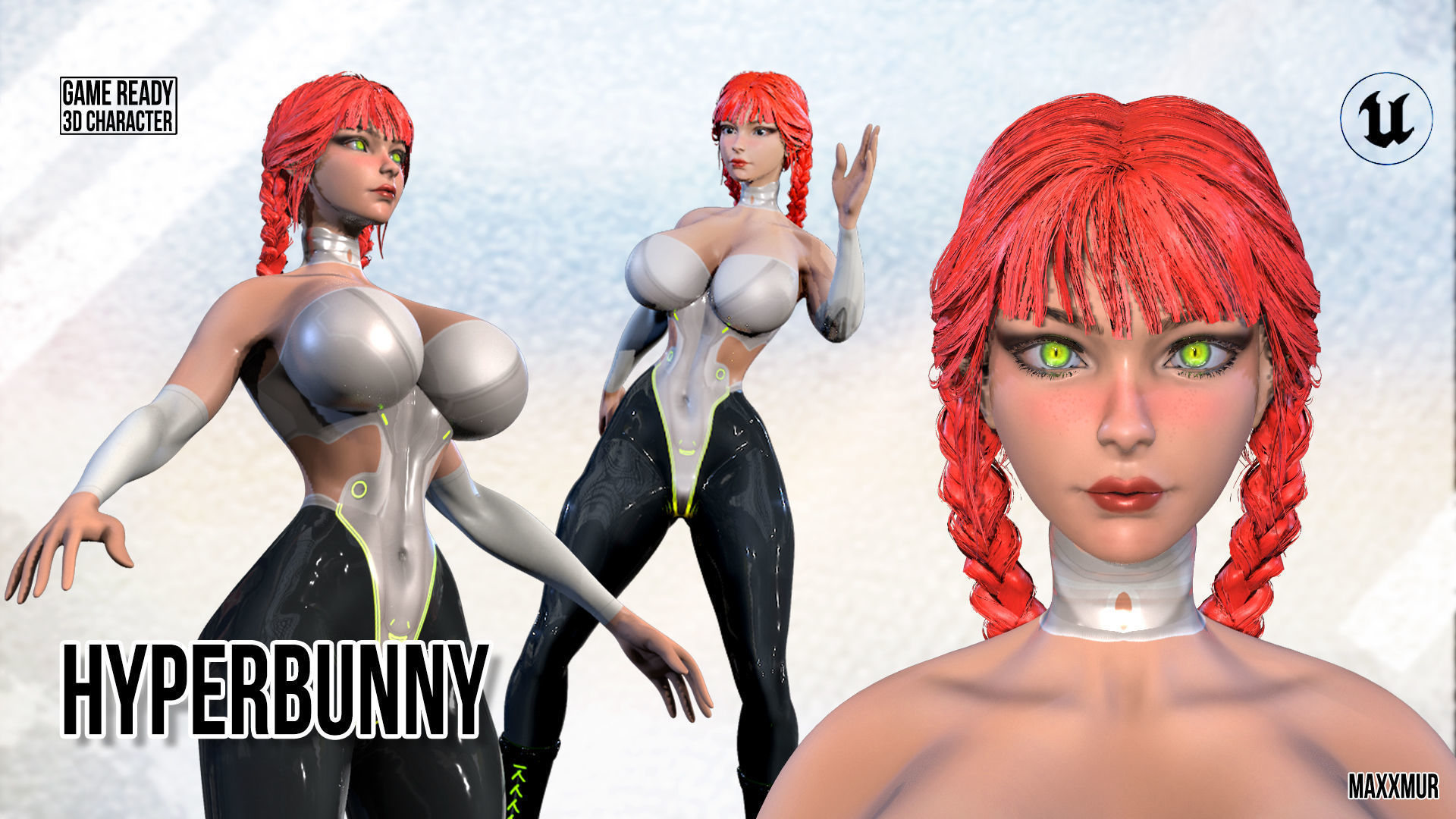 Sweet Bunny and Hyper Bunny Mini Pack Low-poly 3D model_6