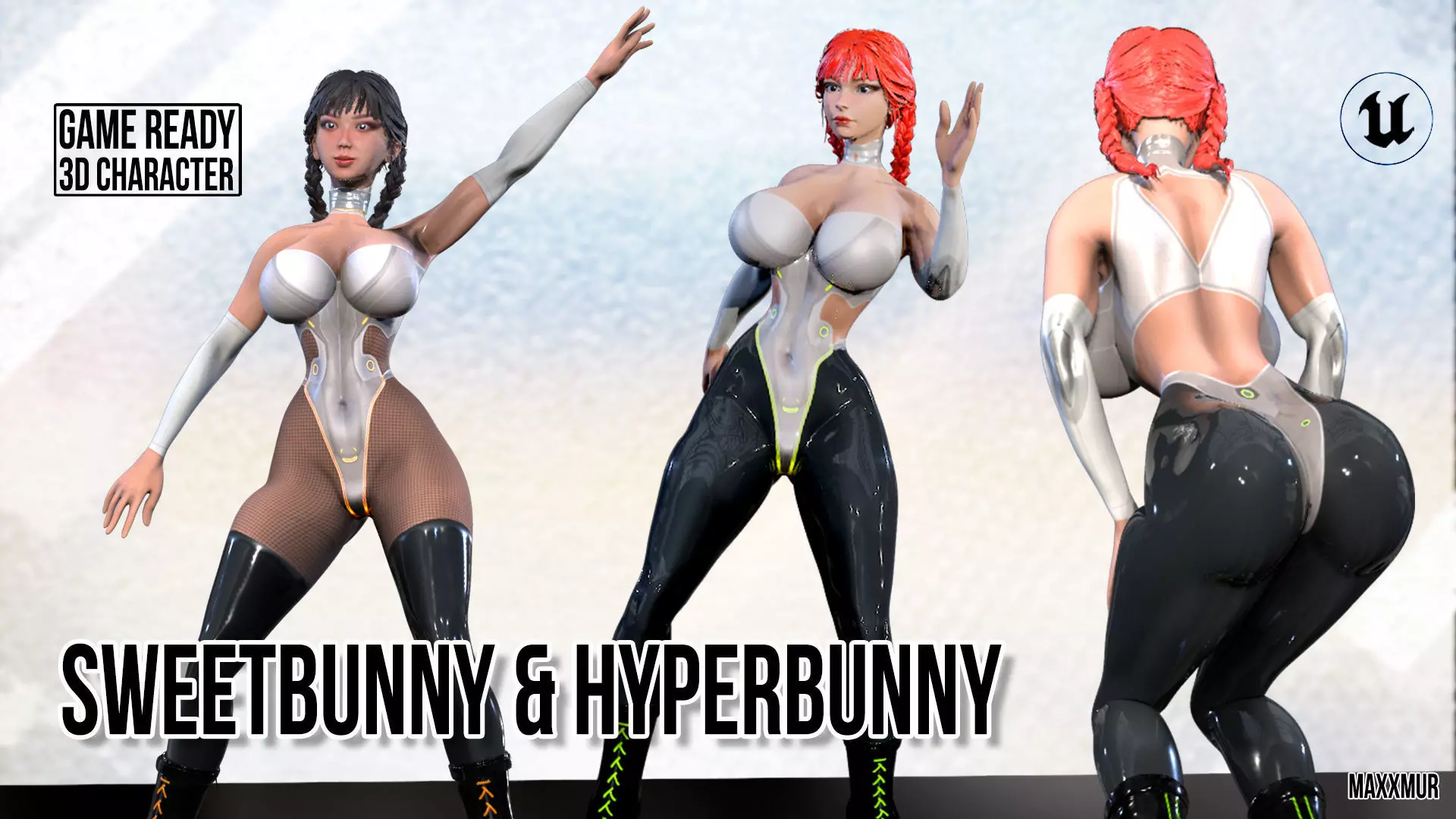 Sweet Bunny and Hyper Bunny Mini Pack Low-poly 3D model_0