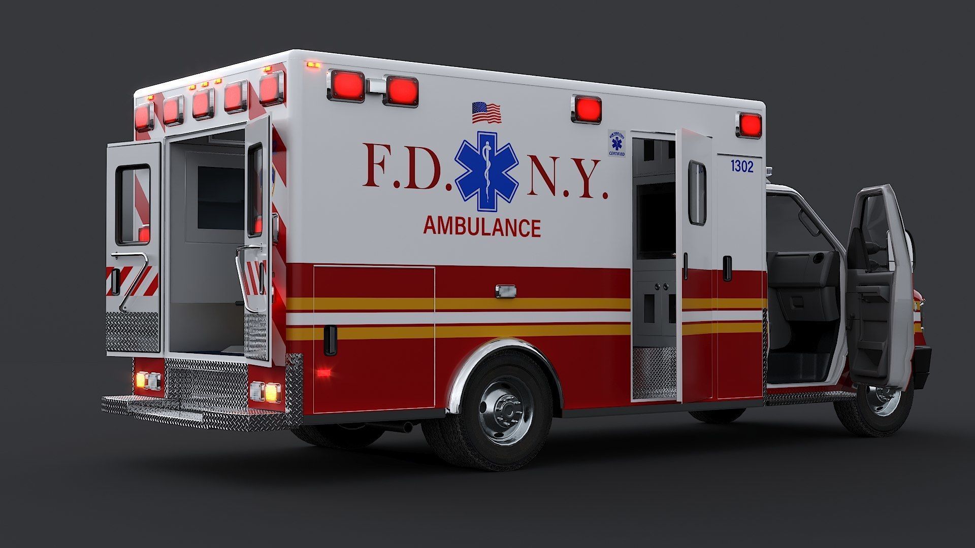 Ambulance FDNY 2010 Low-poly 3D model_11