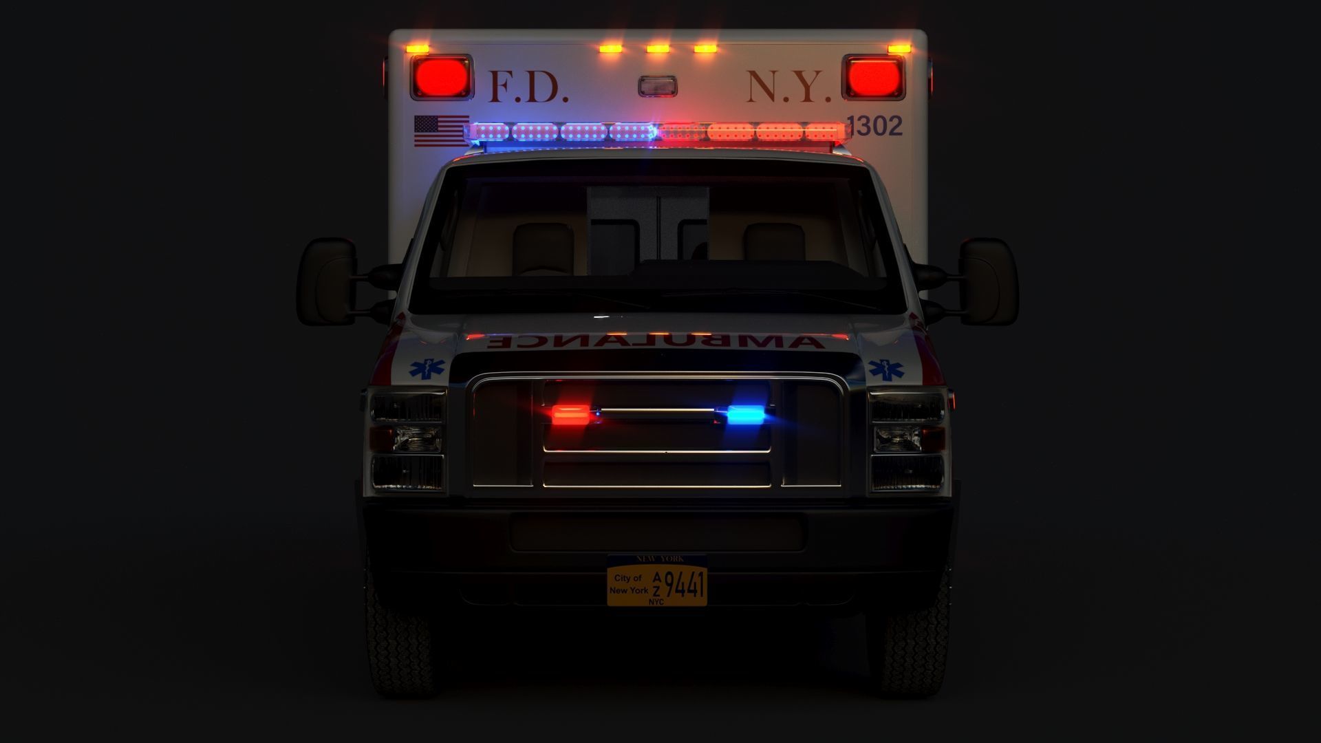 Ambulance FDNY 2010 Low-poly 3D model_5