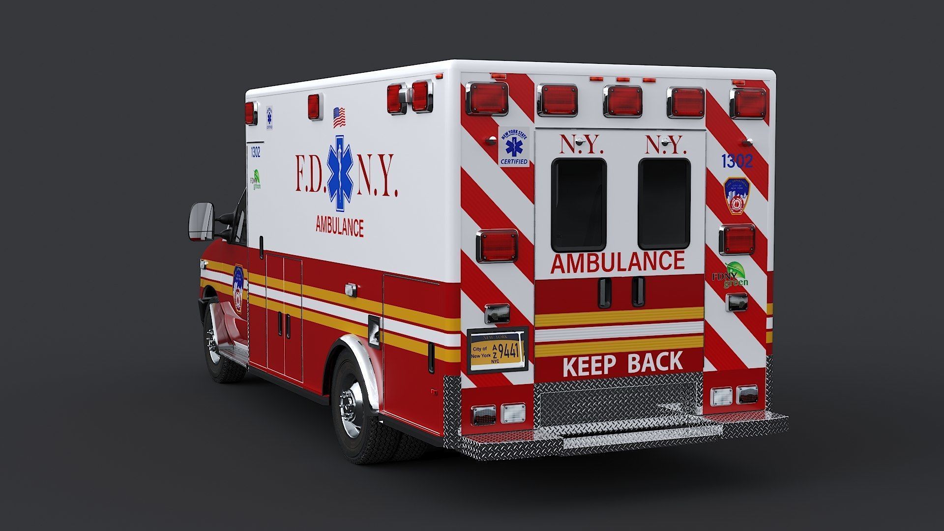 Ambulance FDNY 2010 Low-poly 3D model_9