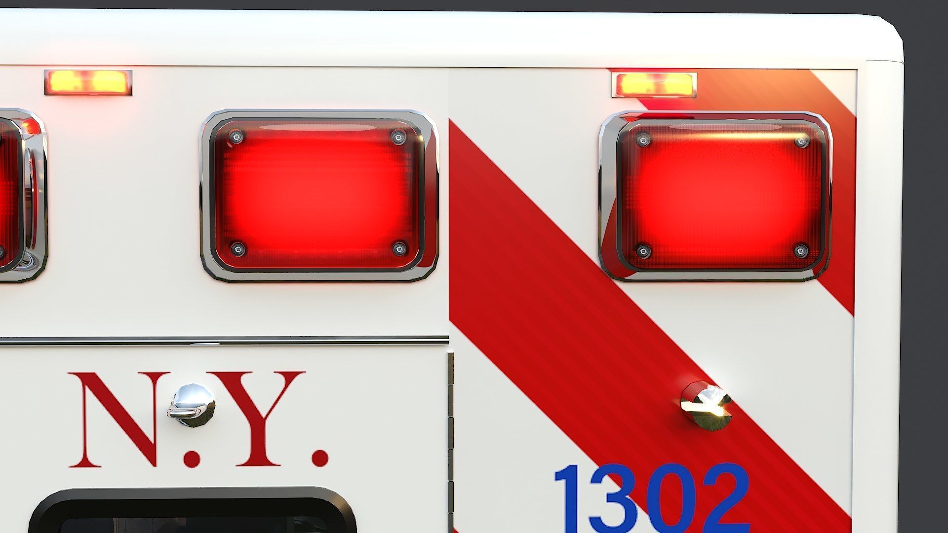 Ambulance FDNY 2010 Low-poly 3D model_20