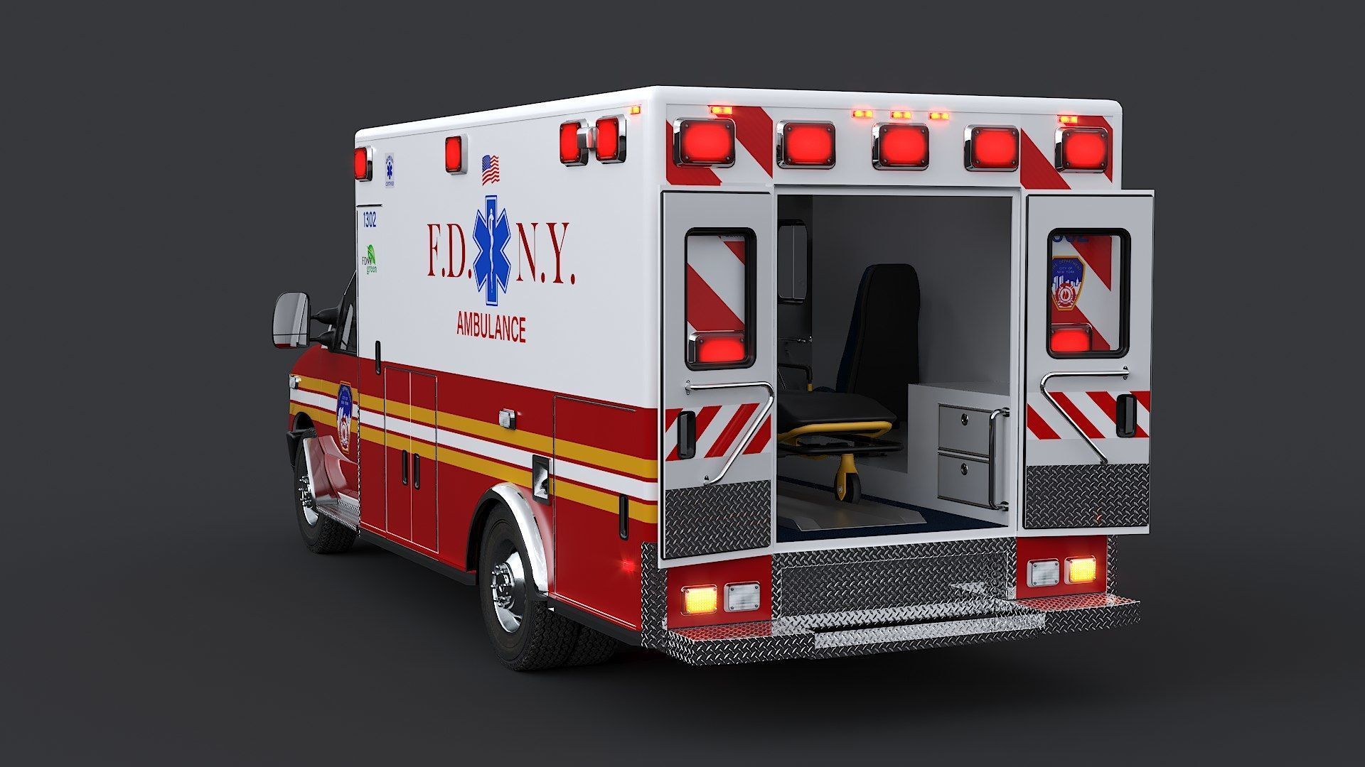 Ambulance FDNY 2010 Low-poly 3D model_8