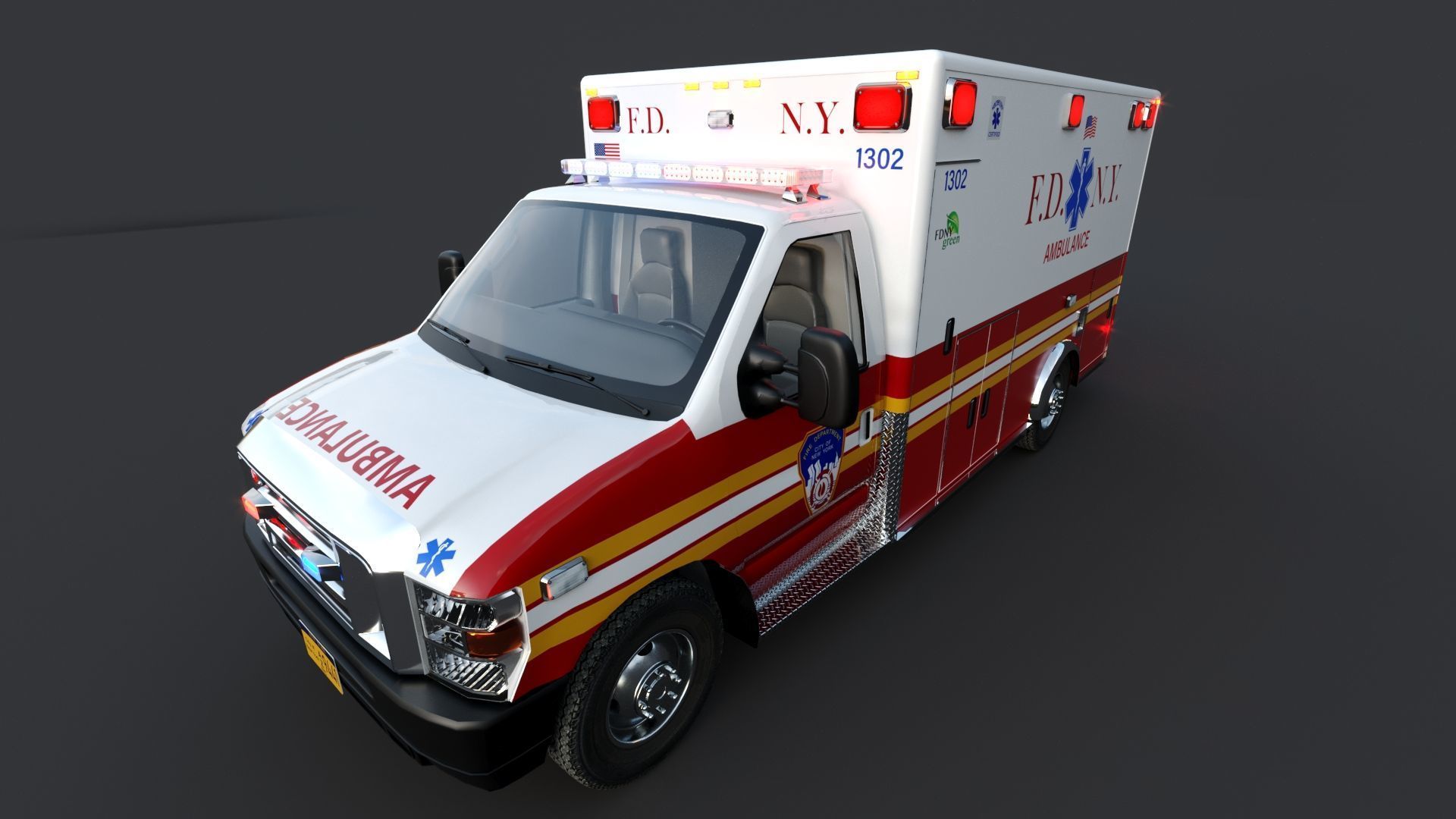 Ambulance FDNY 2010 Low-poly 3D model_18
