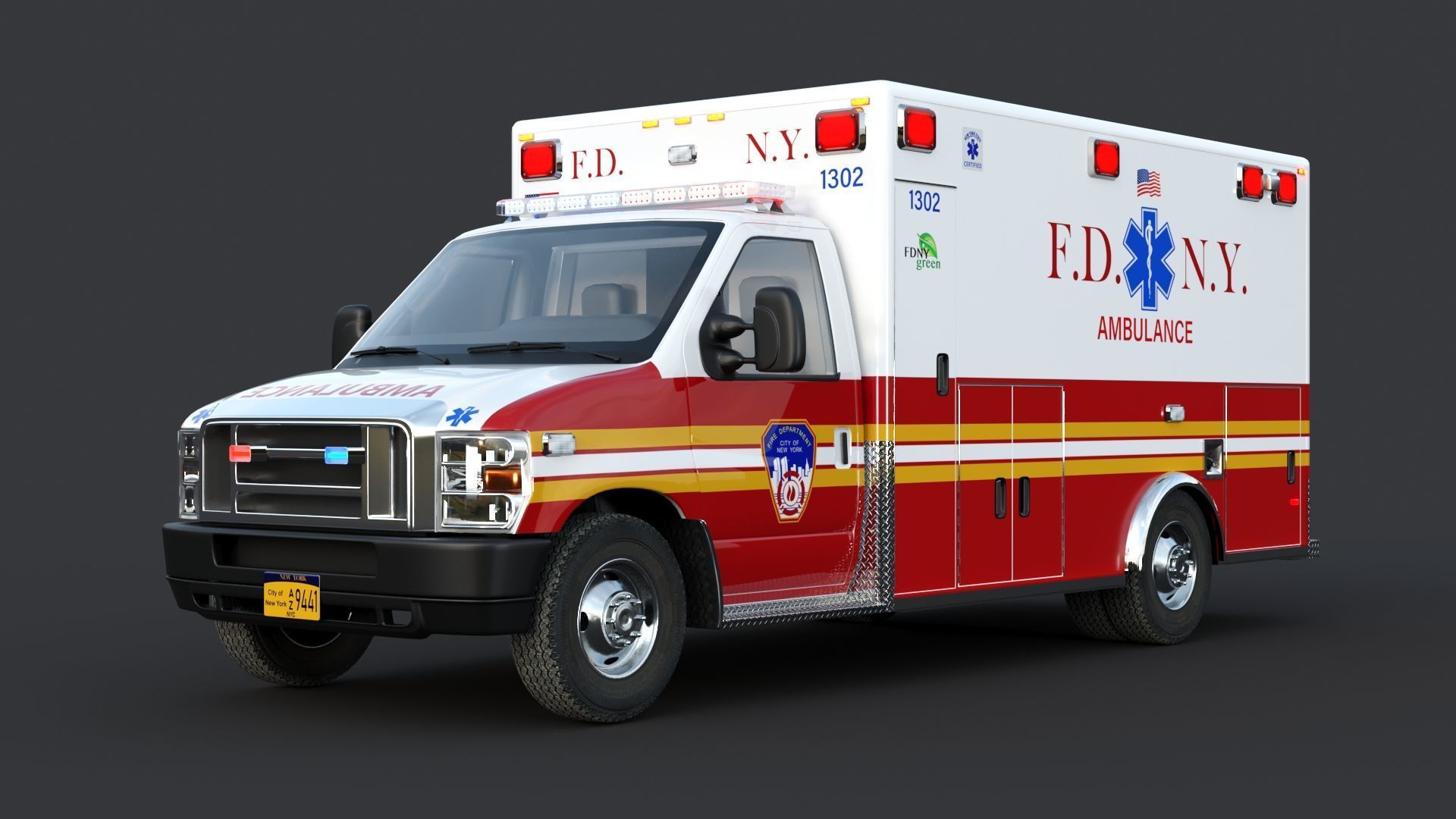 Ambulance FDNY 2010 Low-poly 3D model_1