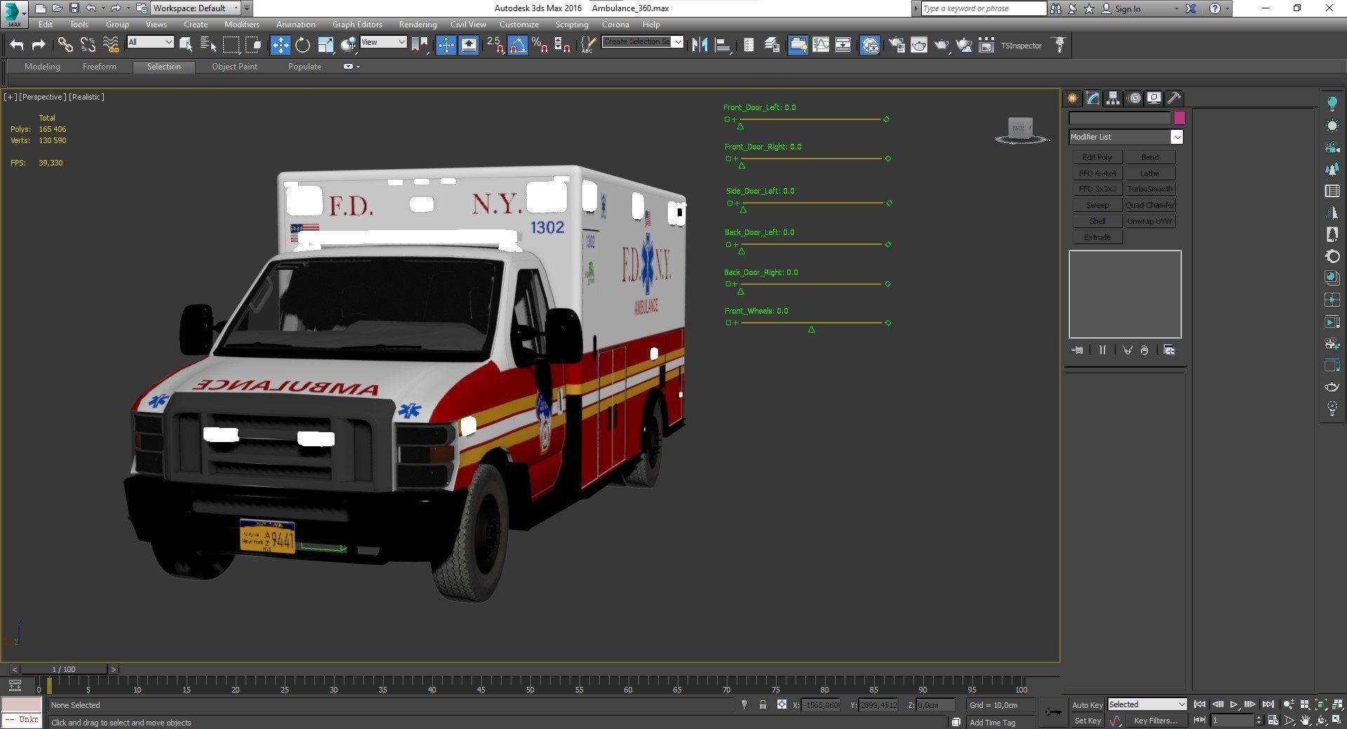 Ambulance FDNY 2010 Low-poly 3D model_26