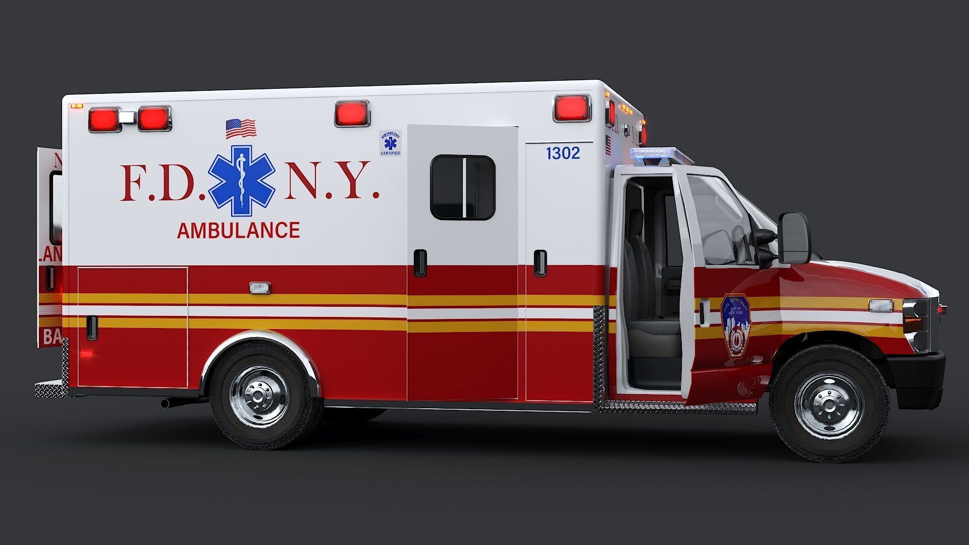 Ambulance FDNY 2010 Low-poly 3D model_12
