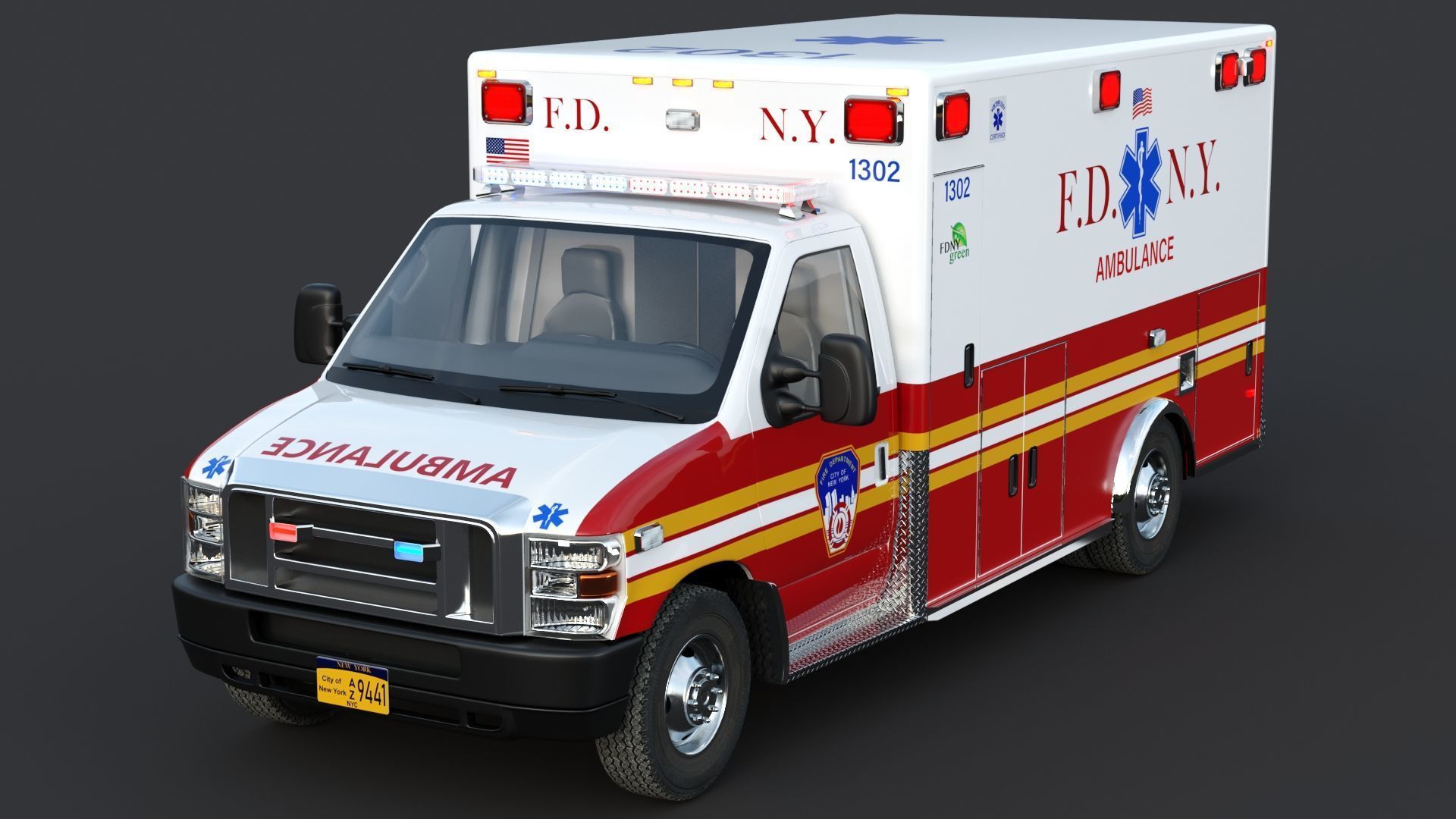 Ambulance FDNY 2010 Low-poly 3D model_2