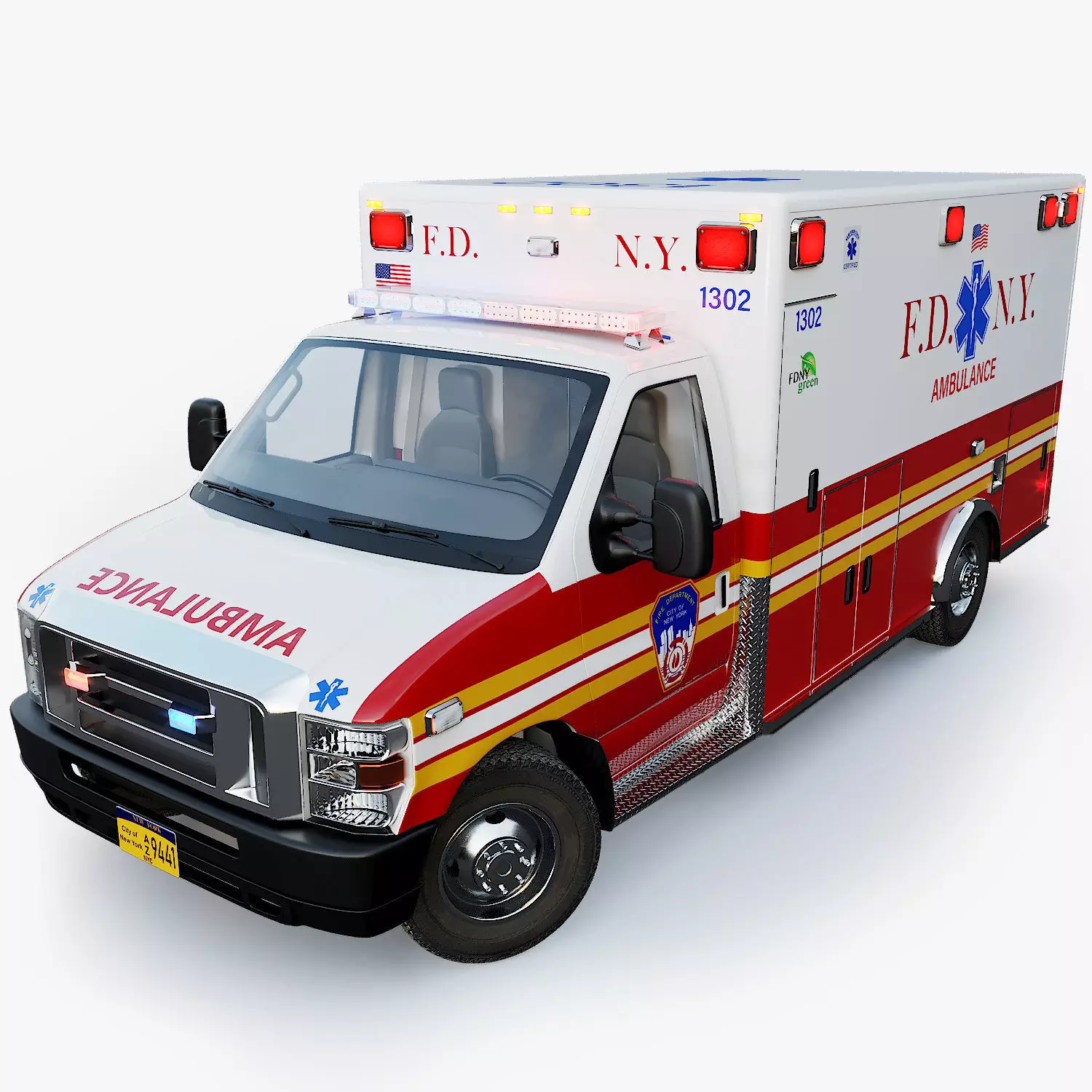 Ambulance FDNY 2010 Low-poly 3D model_0