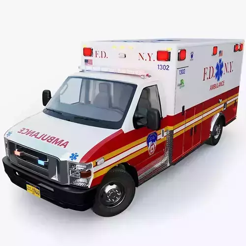 Ambulance FDNY 2010 Low-poly 3D model