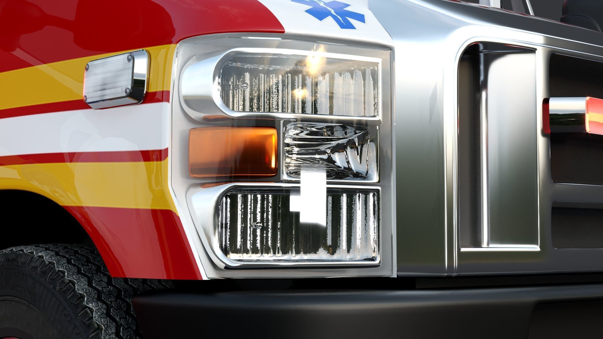 Ambulance FDNY 2010 Low-poly 3D model_17