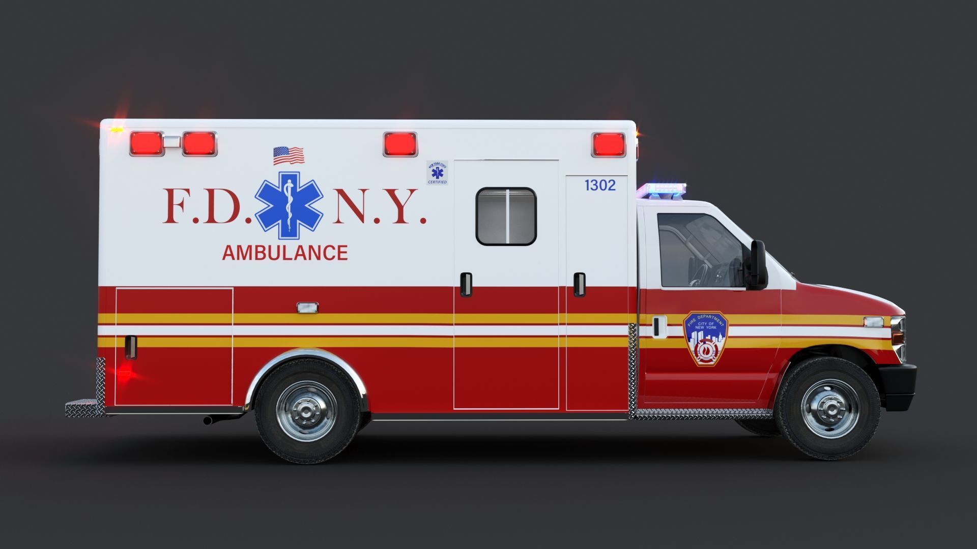 Ambulance FDNY 2010 Low-poly 3D model_6