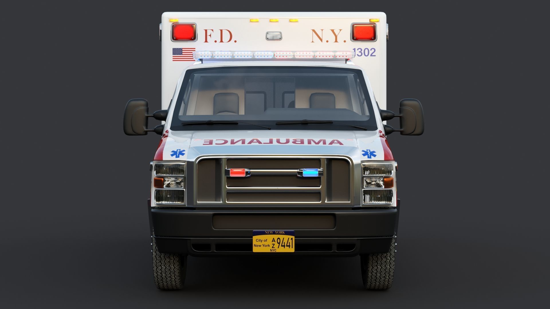 Ambulance FDNY 2010 Low-poly 3D model_4